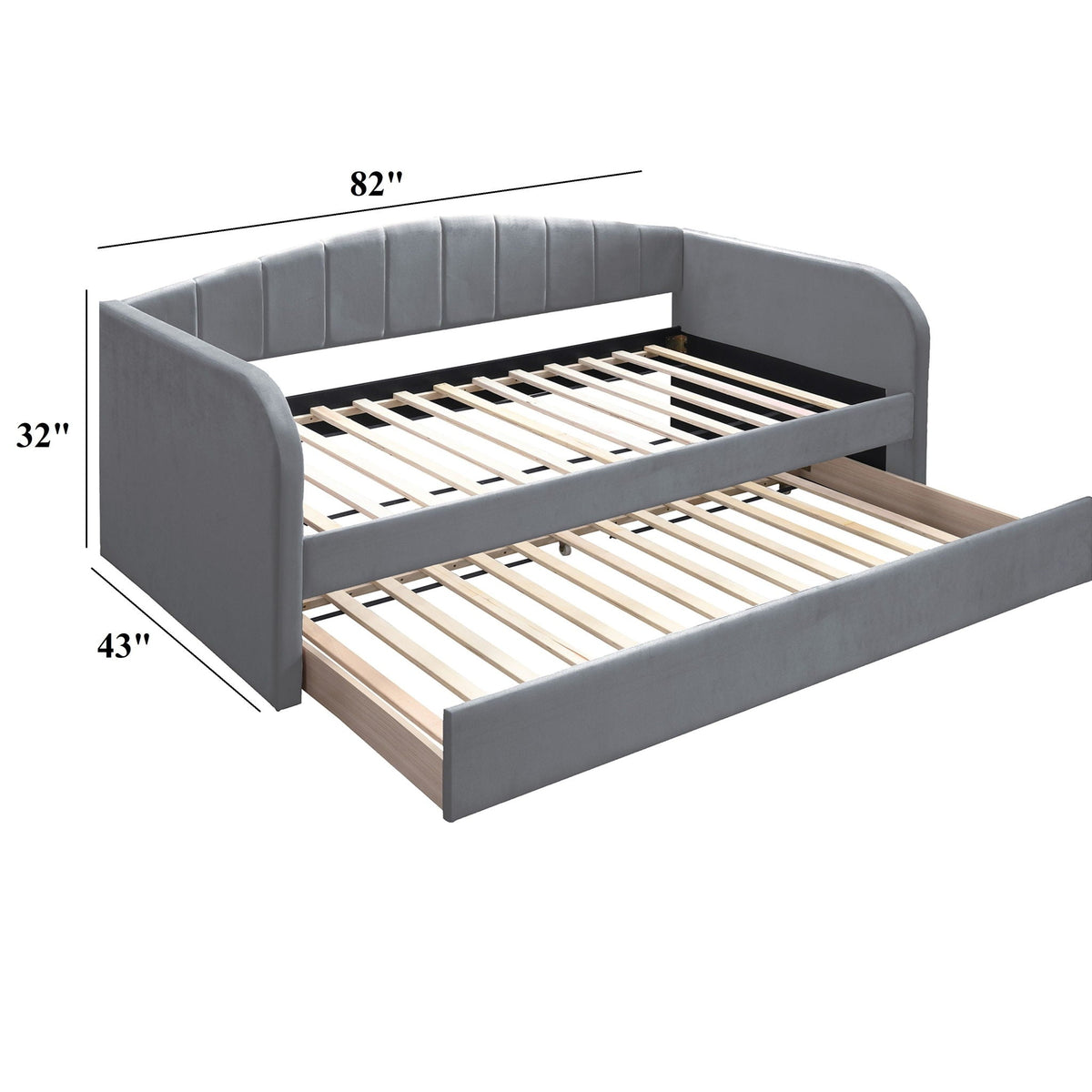 Daybed Trundle With Slat Support - Gray Home Essentials