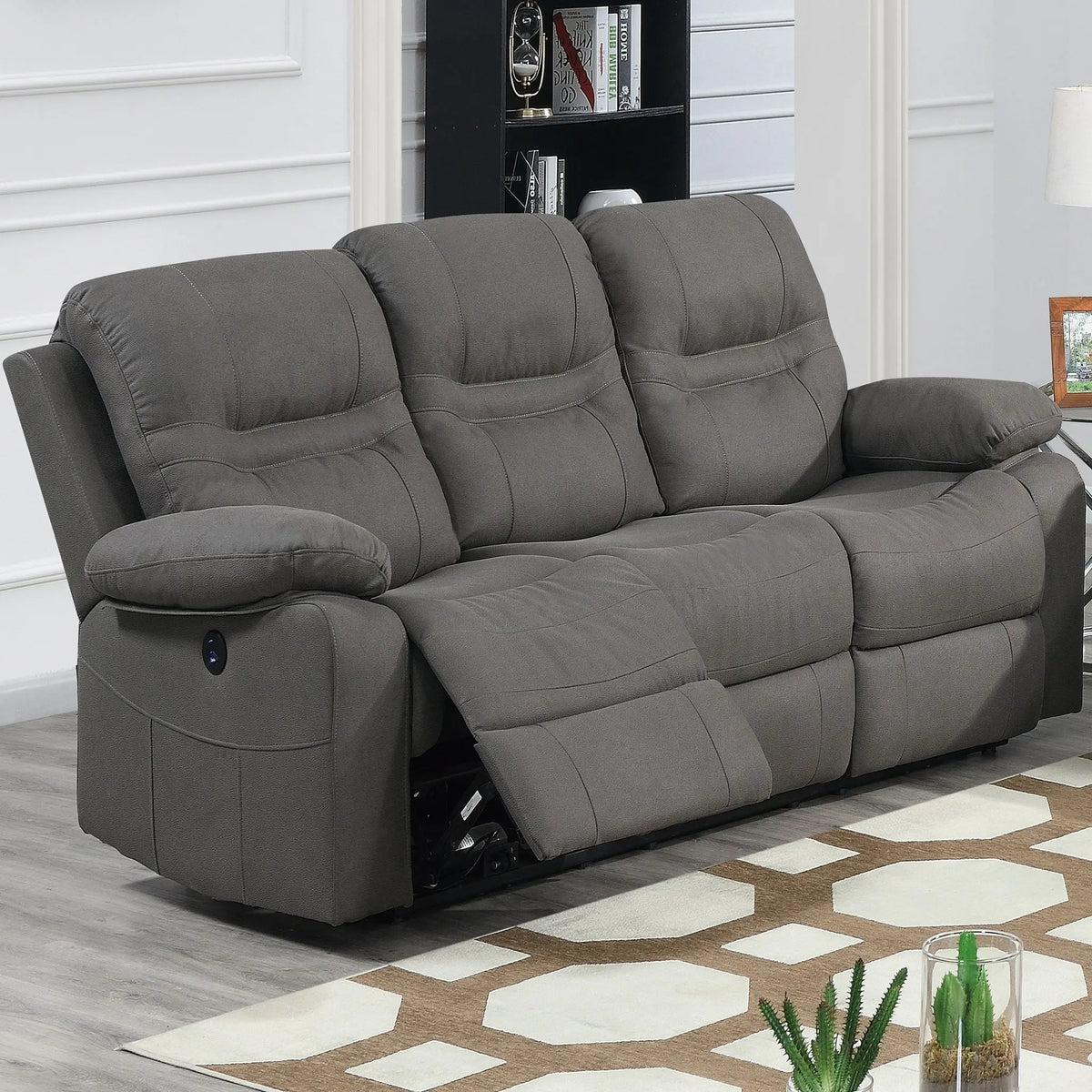 Modern Contemporary Power Reclining Sofa With USB Port Home Essentials
