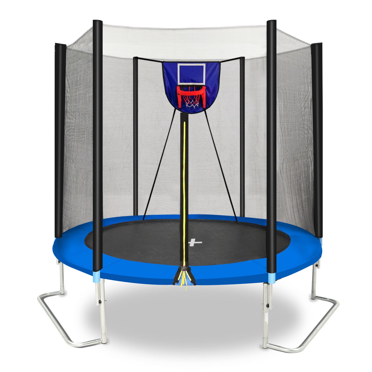 Yc 8Ft Trampoline Outer Net With Soft Basketball Board, Ball And Inflator - Blue Daily Nest