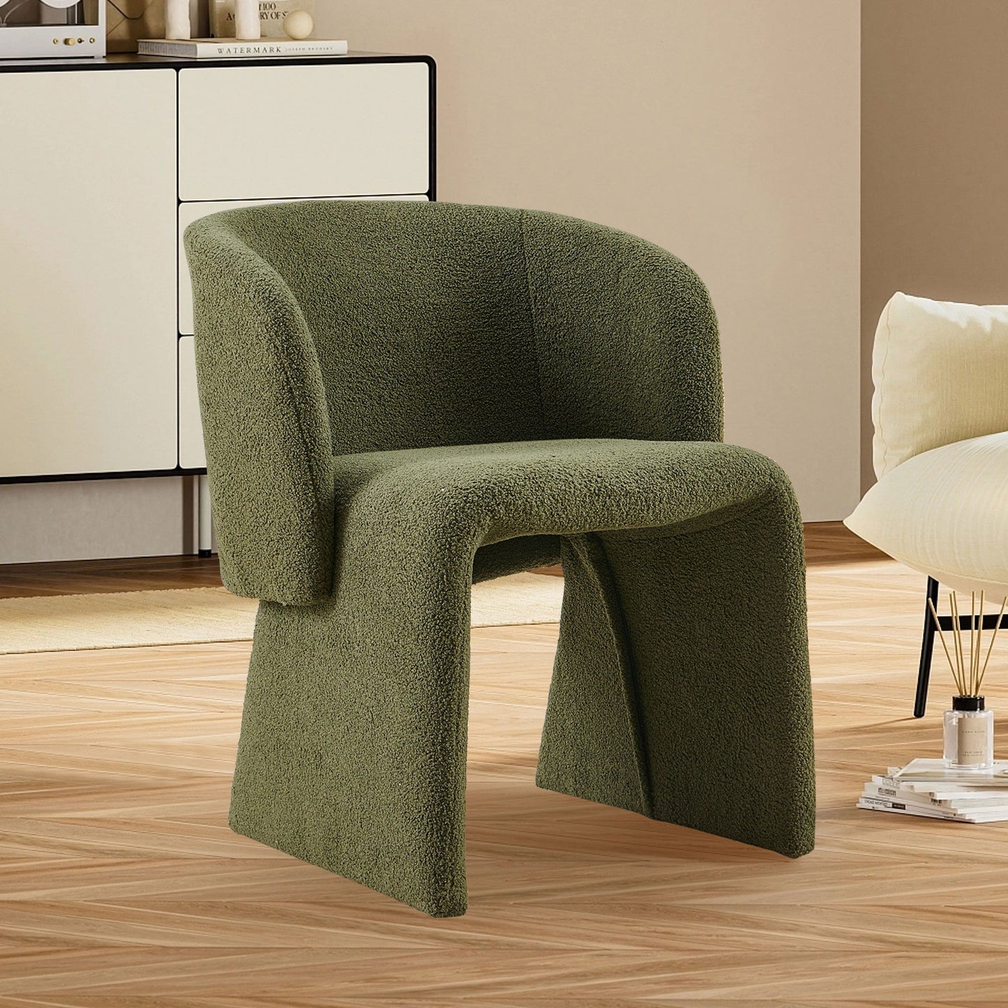 Modern Accent Chair Brown Single Sofa Chair, Upholstered Side Chair Teddy Comfy Chair For Dining Room / Bedroom / Living Room / Reception Home Essentials