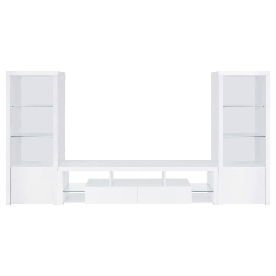 Jude - 3 Piece TV Entertainment Center - White High Gloss Coaster Fine Furniture