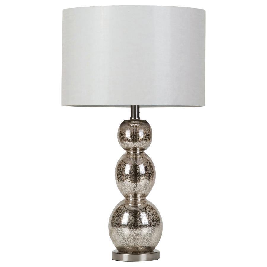 Mineta - Drum Shade Stacked Table Lamp - Antique Silver CoasterEssence
