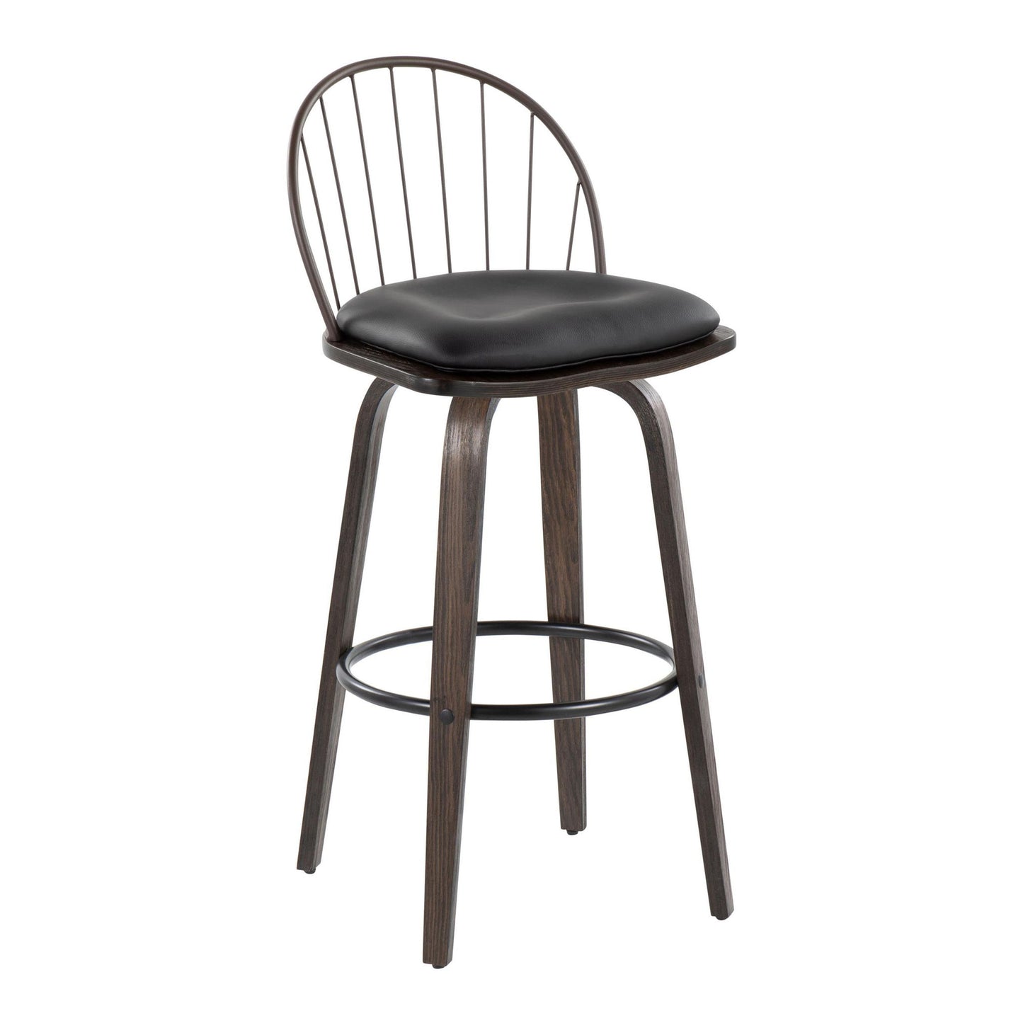 Riley - Industrial / Urban Fixed Height Barstool With Swivel With Removable Cushion (Set of 2) Lumi Source