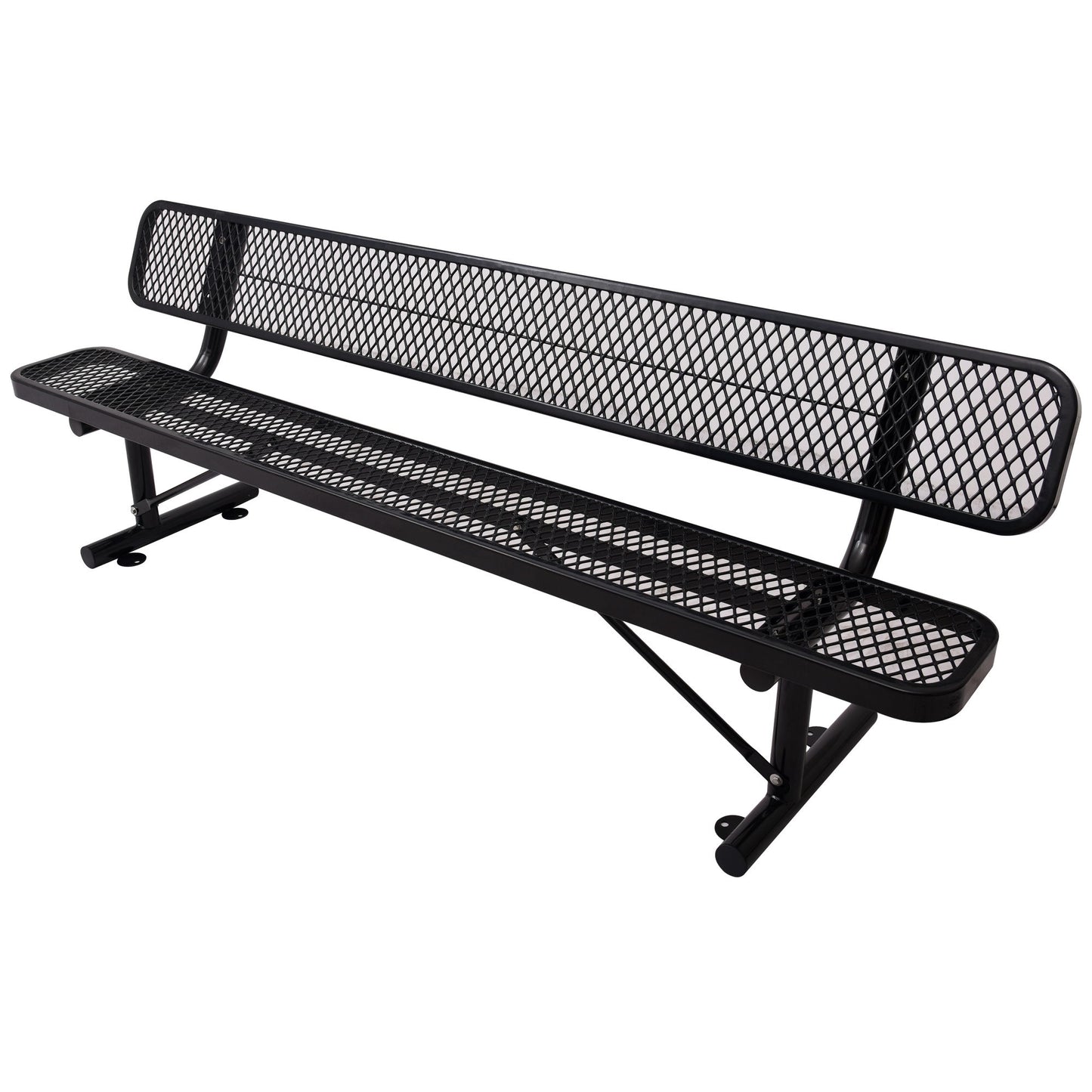 6' Outdoor Steel Bench With Backrest Home Essentials