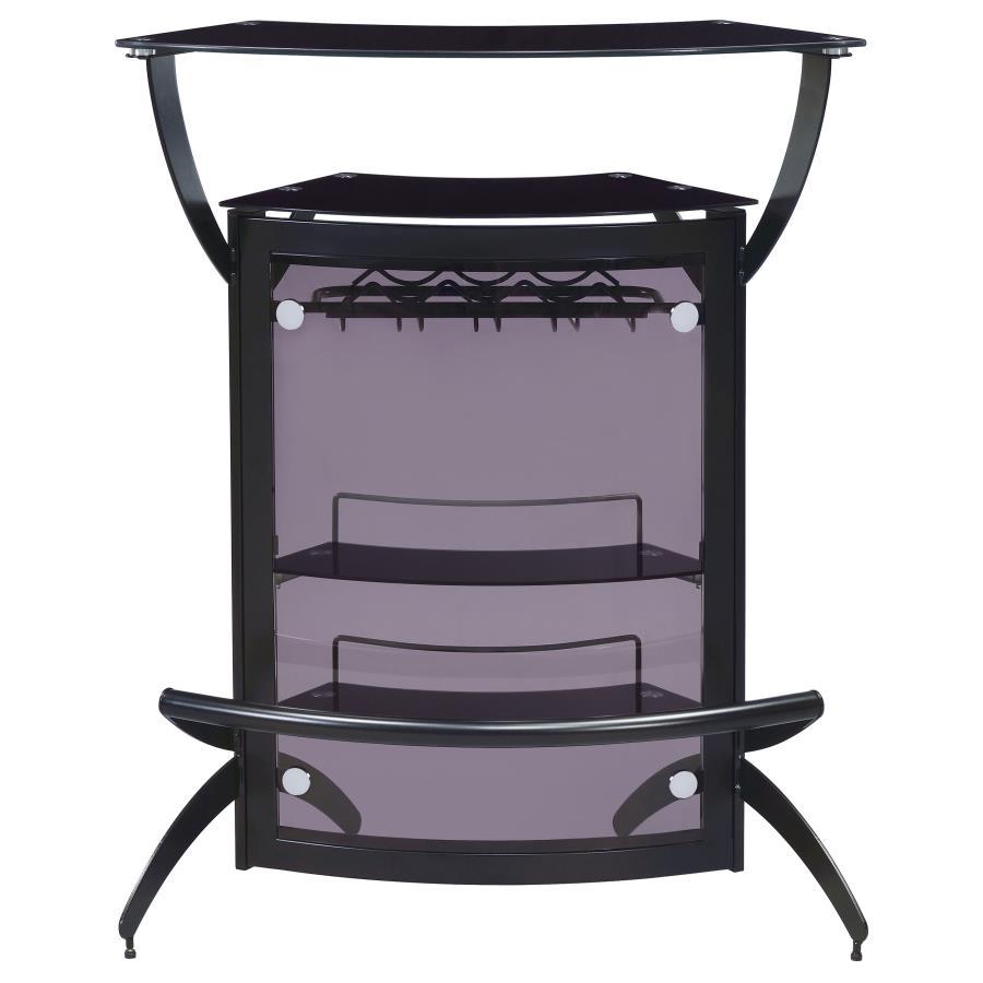 Dallas - 2-Shelf Curved Freestanding Home Bar Cabinet CoasterEssence