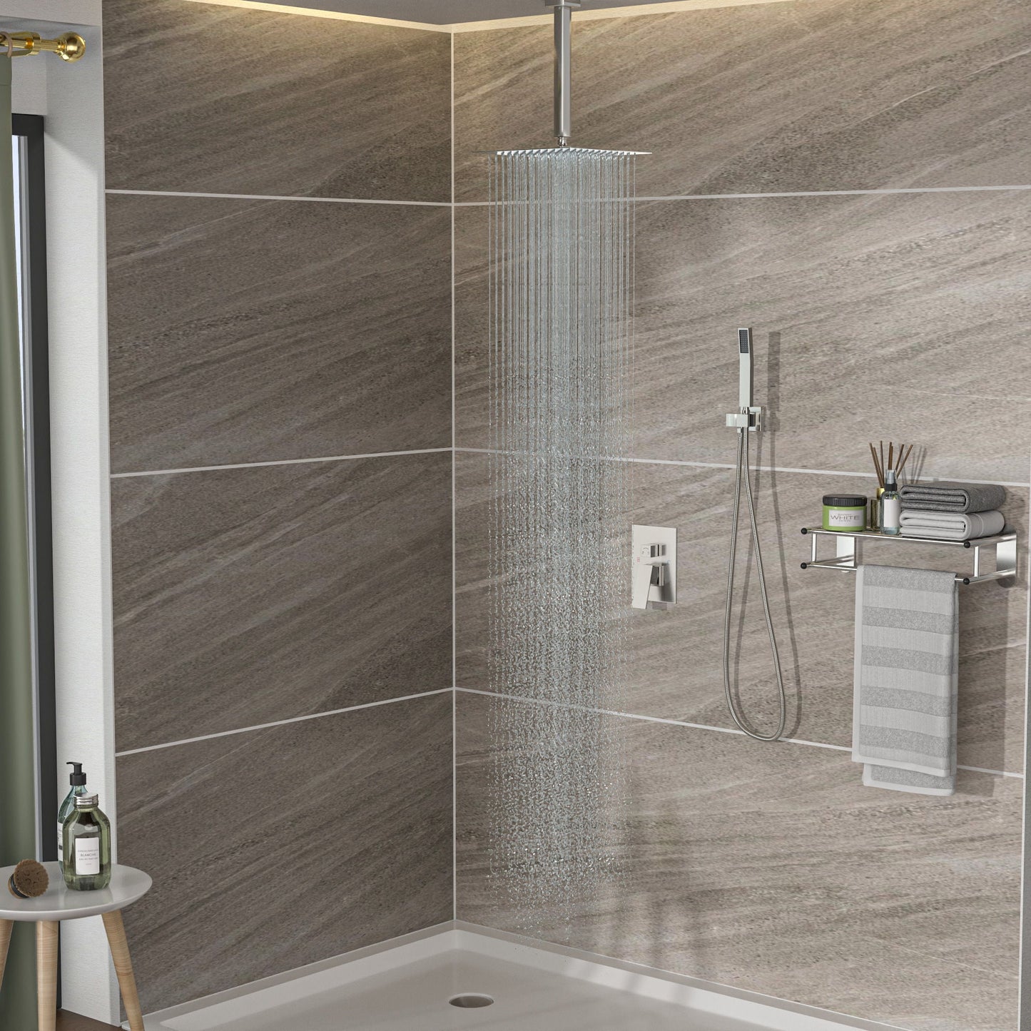 Dual Shower Head 16" Ceiling Mount Square Shower System With Rough In Valve Daily Nest