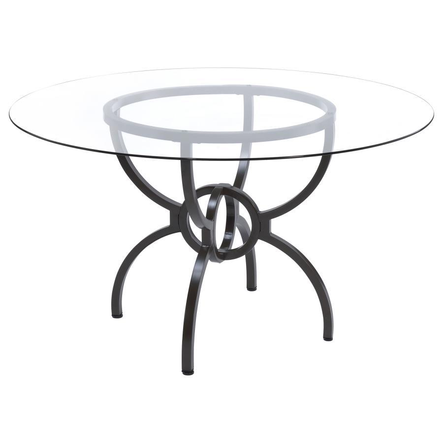 Aviano - 5 Piece Round Glass Top Dining Table Set With Rattan Chairs - Gunmetal Coaster Fine Furniture