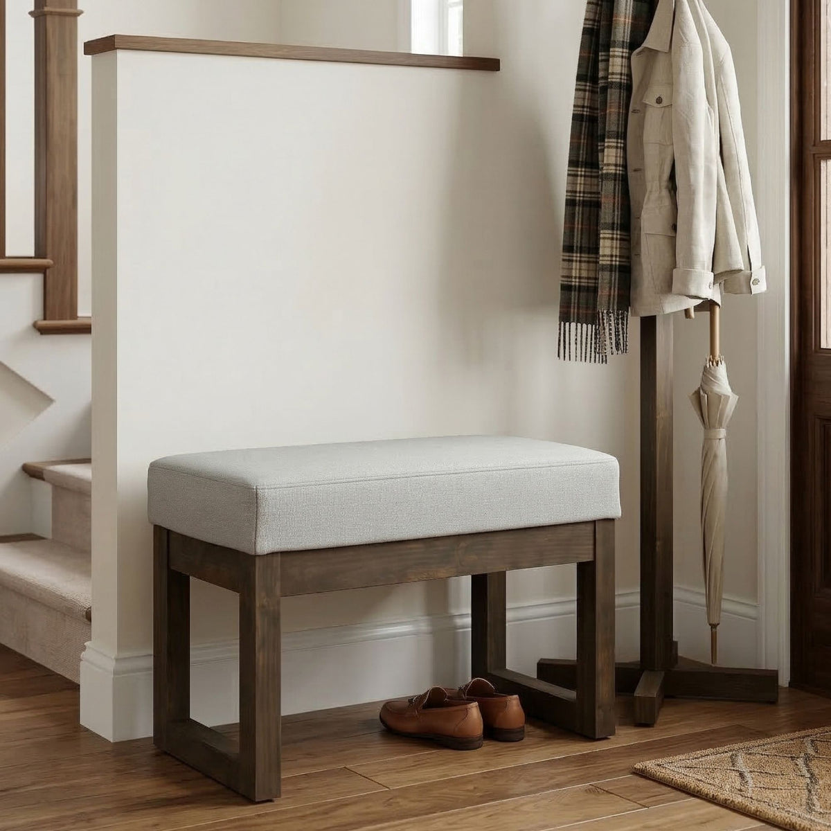 Milltown - Small Ottoman Bench - Stone Gray Simpli-Home