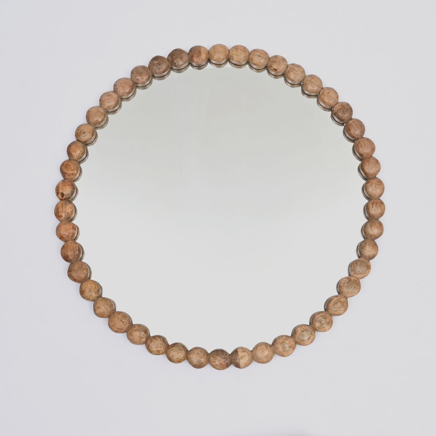 Decorative Round Hanging Wall Mirror With Bead Design Frame - Natural Daily Nest