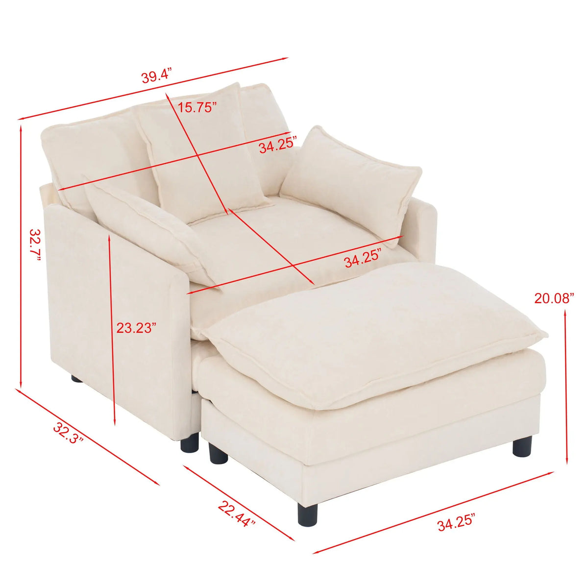Accent Chair With Ottoman - Beige Home Essentials