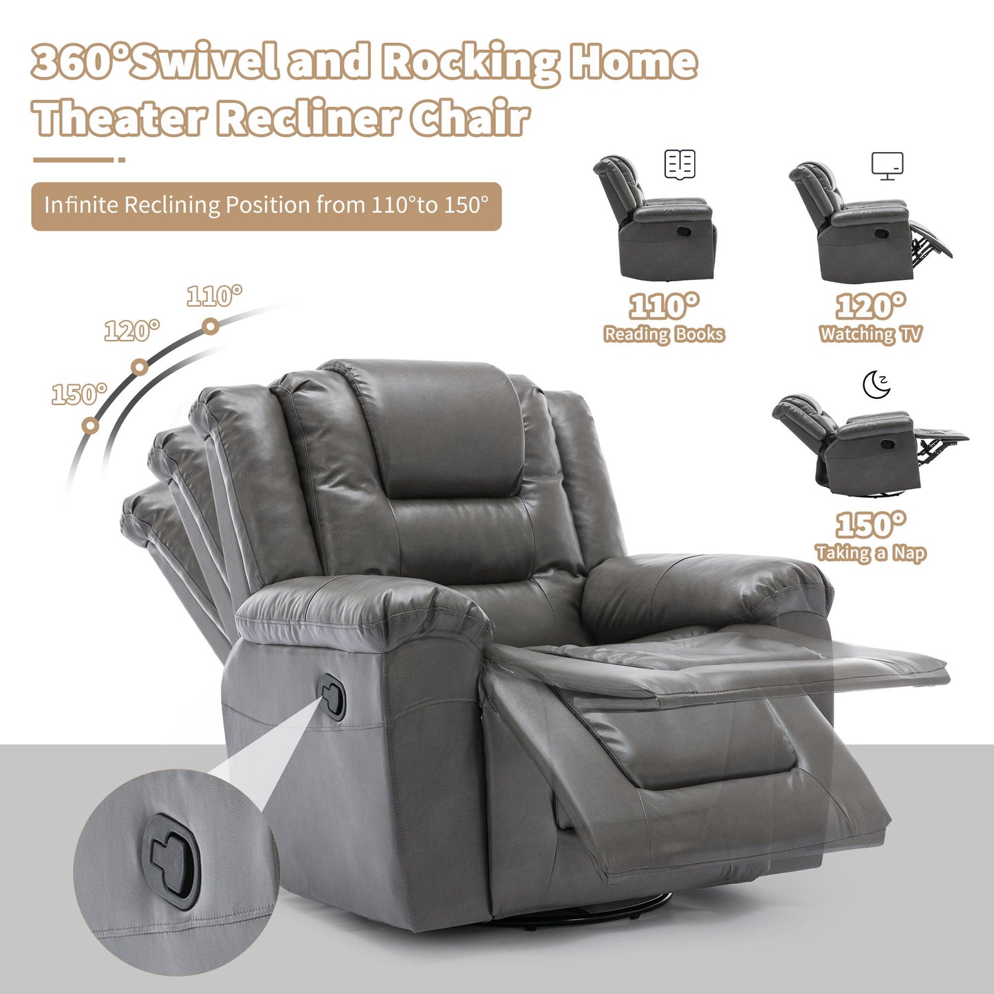 2 Seater Home Theater Recliner Manual Recliner Chair With A Storage Box And Two Cup Holders For Living Room Hearth and Haven