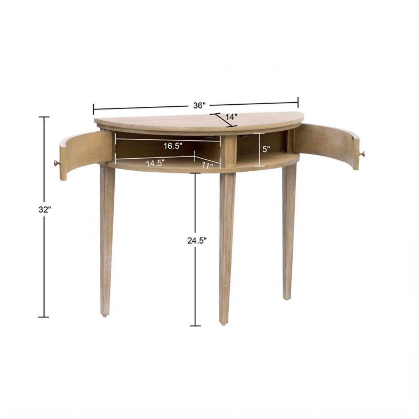 Vintage Inspired Storage Console Table With Fluted Doors - Reclaimed Wheat JLA