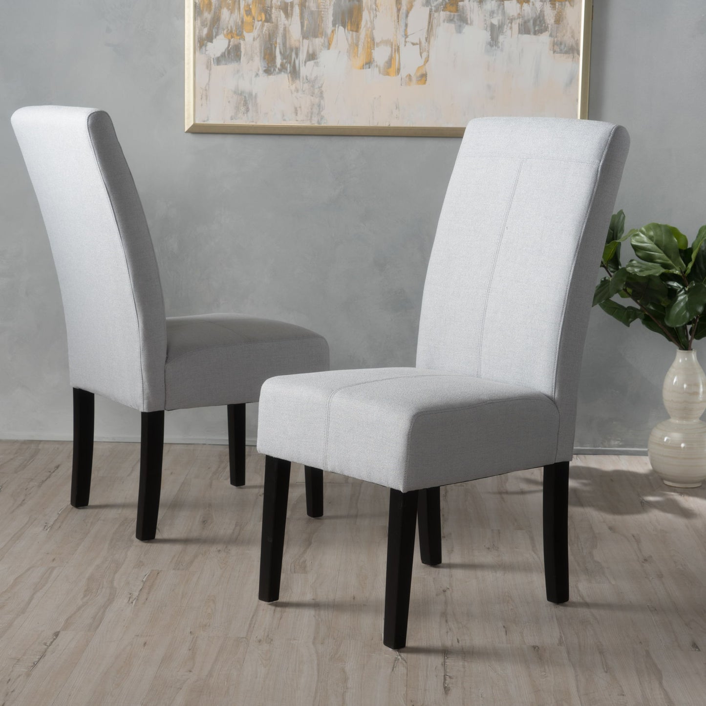 Amaranthine - Upholstered Dining Chair With High Back And Wood Legs (Set of 2) - Light Gray Noble House