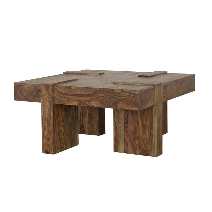 Samira - Square Solid Wood Coffee Table - Natural Sheesham CoasterEssence