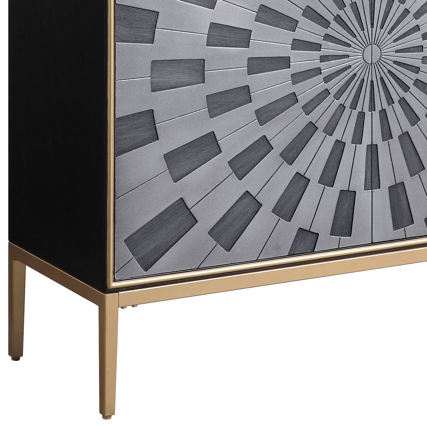 Quilla - Brass Console Cabinet - Black / Gery Acme