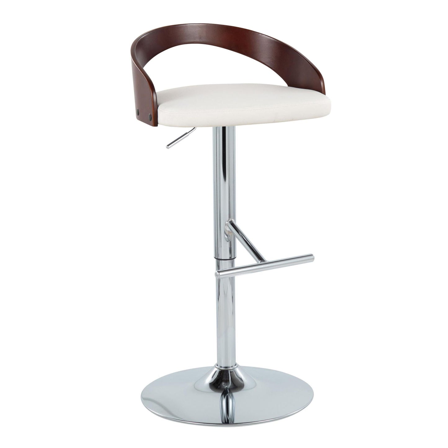 Grotto - Contemporary Adjustable Height Barstool With Swivel With Straight T Footrest (Set of 2) Lumi Source