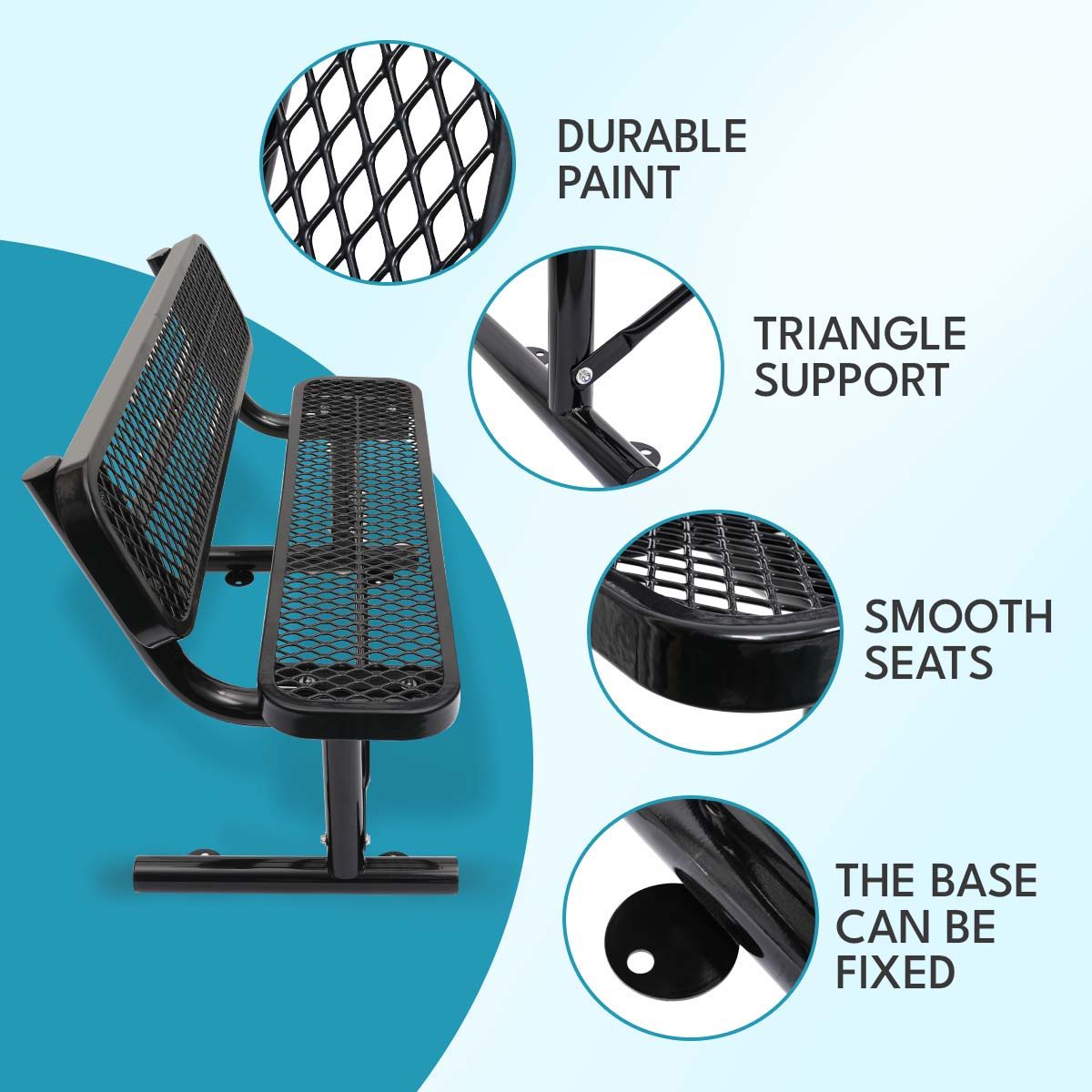 Outdoor Steel Bench With Backrest Home Essentials