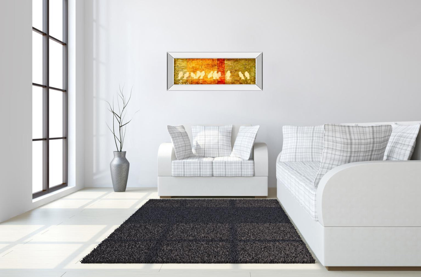 Reunion By Patricia Pinto - Mirror Framed Print Wall Art - Orange - Snoozhouse