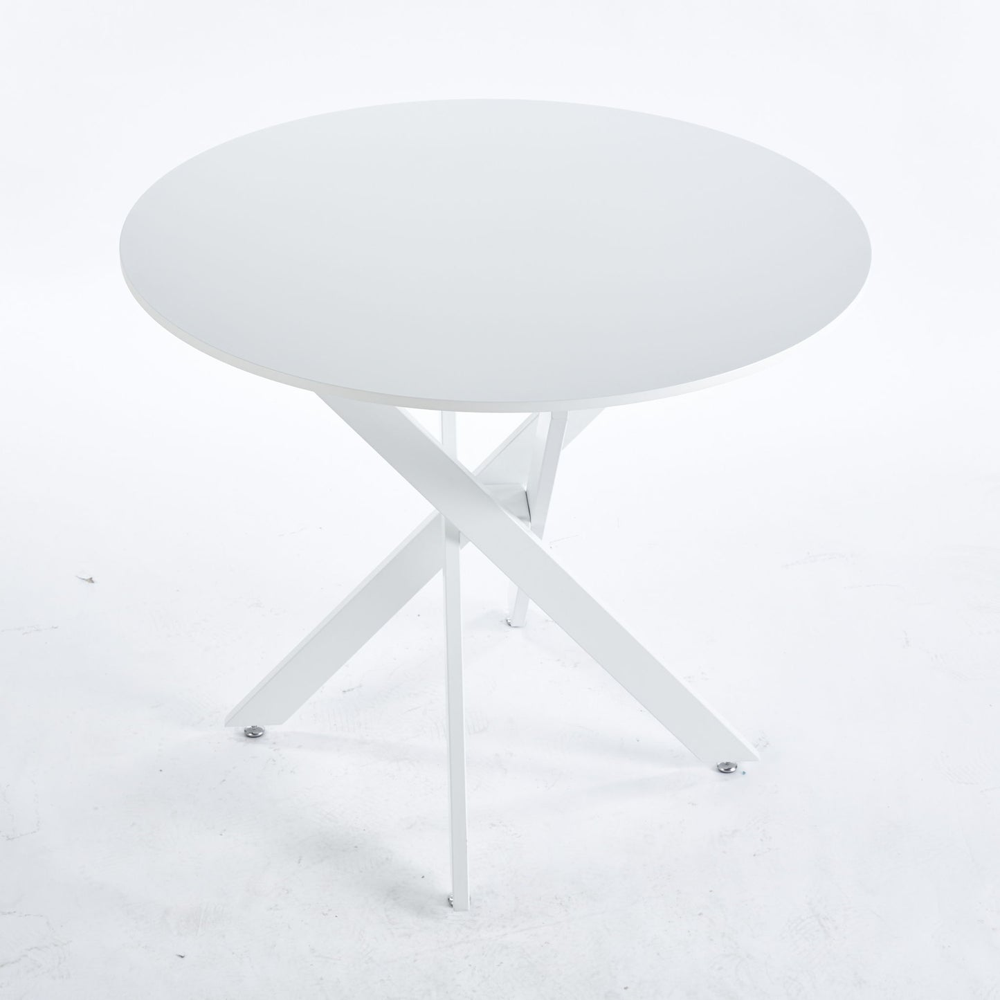 Mid-Century Dining Table For 4 - 6 People With Round MDF Table Top, Pedestal Dining Table, End Table Leisure Coffee Table, Cross Leg Home Essentials
