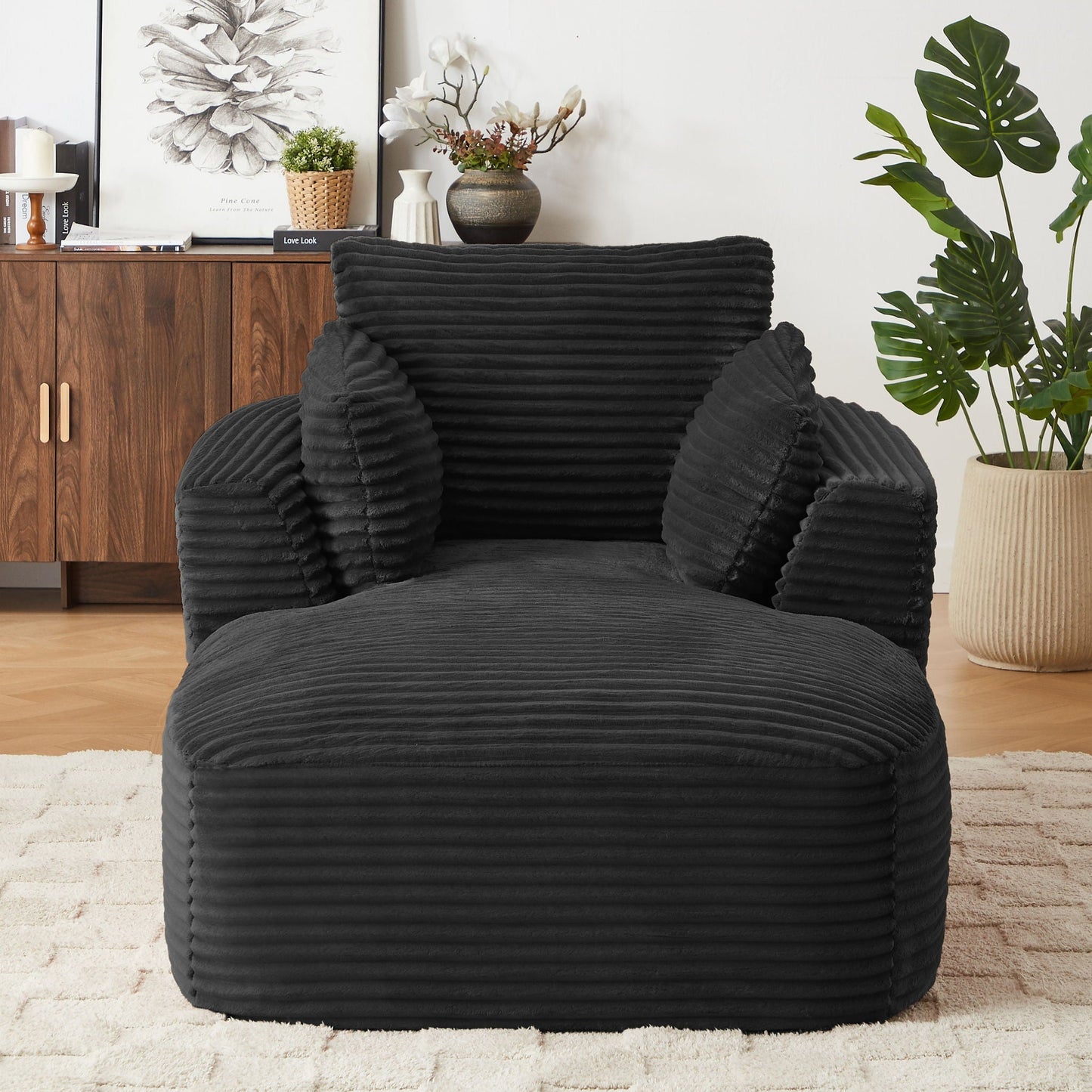 Oversized Chaise Lounge Chair Indoor - Black Home Essentials