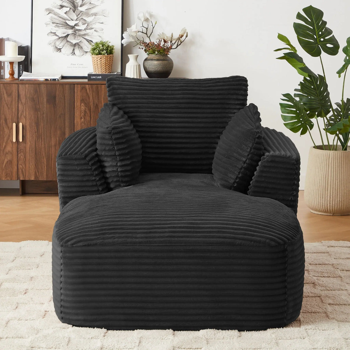 Oversized Chaise Lounge Chair Indoor - Black Home Essentials