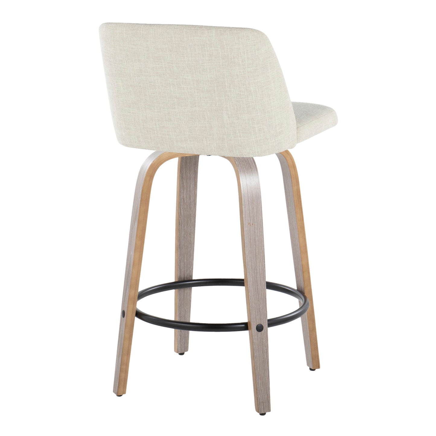 Toriano - Contemporary Fixed Height Counter Stool Swivel & Round Footrest (Set of 2) Lumi Source
