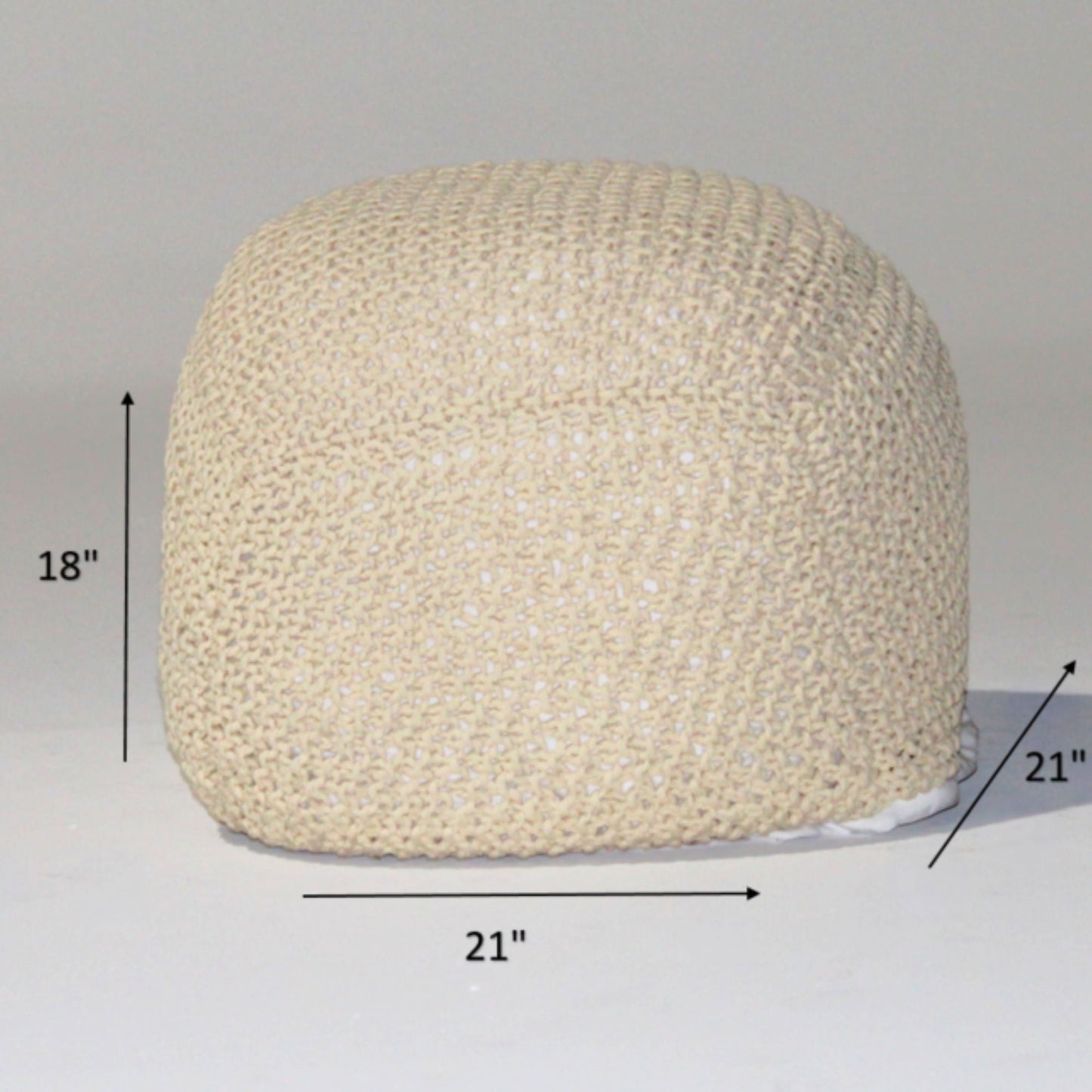 Semi Rounded Pouf, Cable Knitted, Perfect Seating Home Essentials