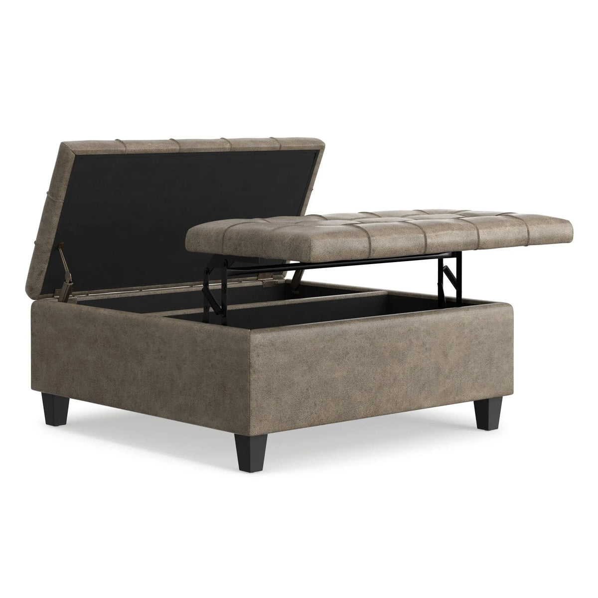Harrison - Square Coffee Table Ottoman - Brown Simpli-Home