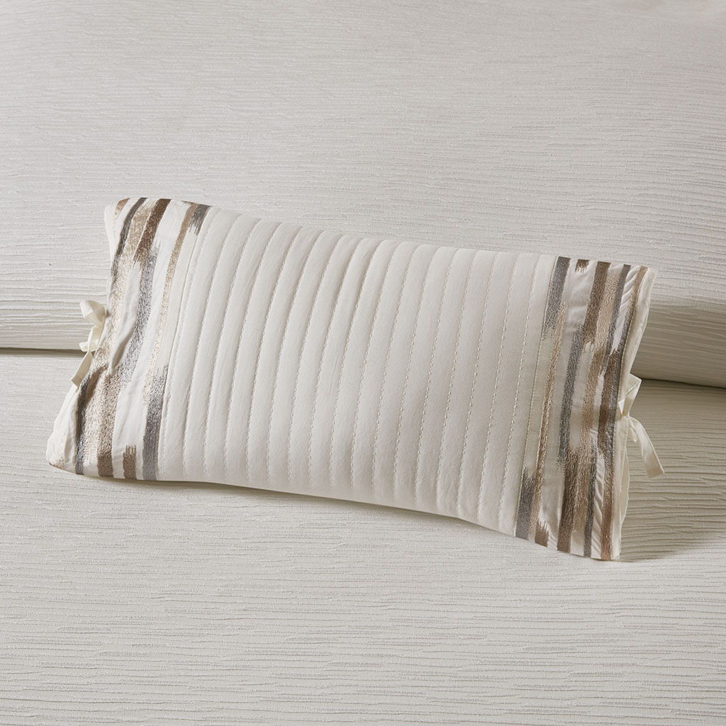 Hanae - Embroidered Oblong Decorative Pillow - White N Natori