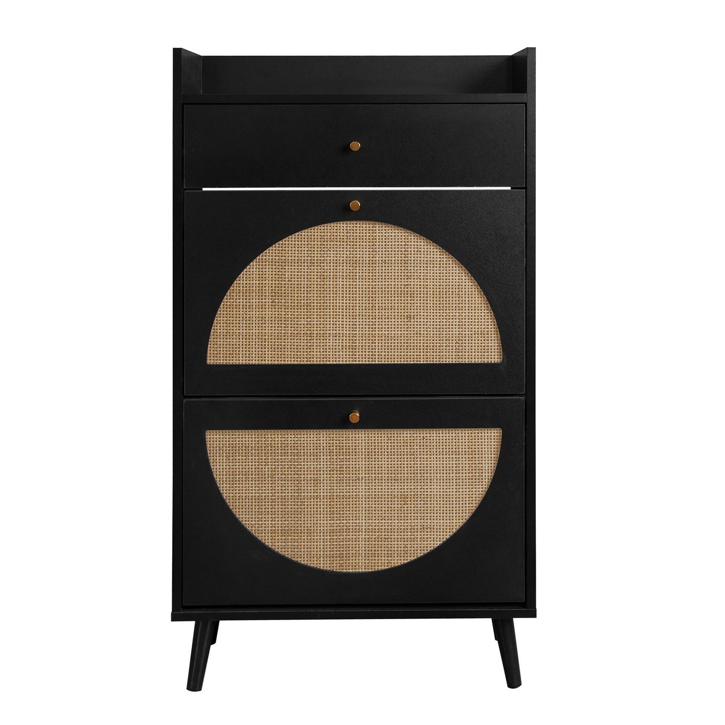 Allen - Rattan 2 Door 1 Drawer Cabinet Shoe Rack For Entrance Daily Nest