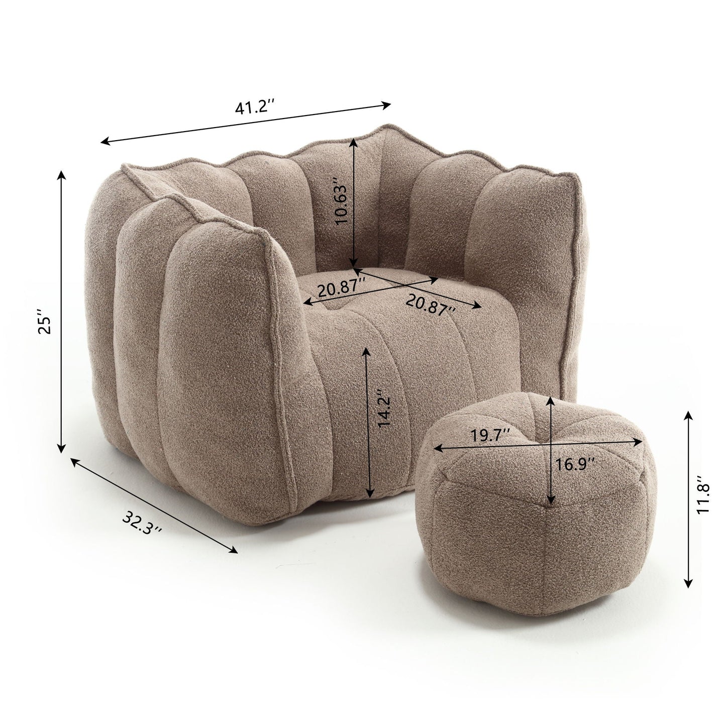Soft Chenille Bean Bag Chair With High Resilient Foam Home Essentials