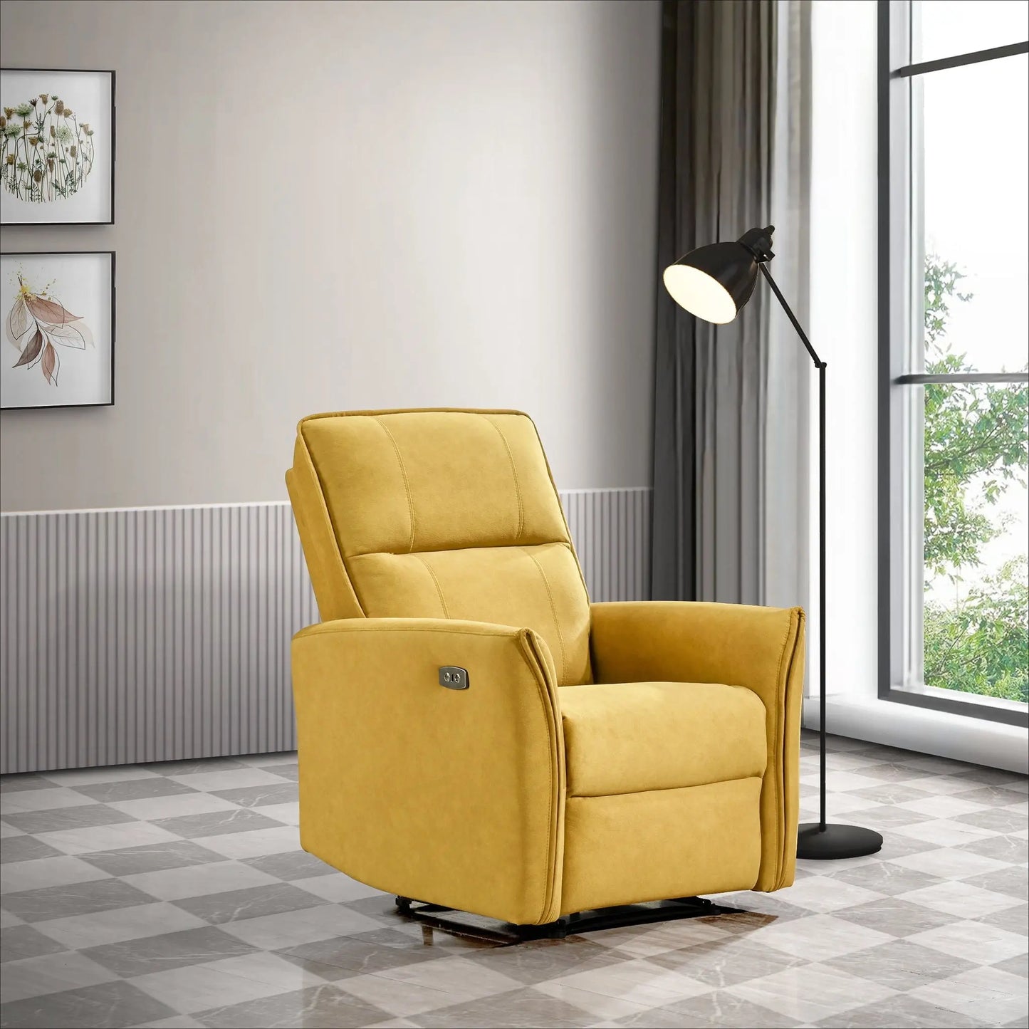 Suede Recliner Chair - Dark Yellow Ashcroft Furniture