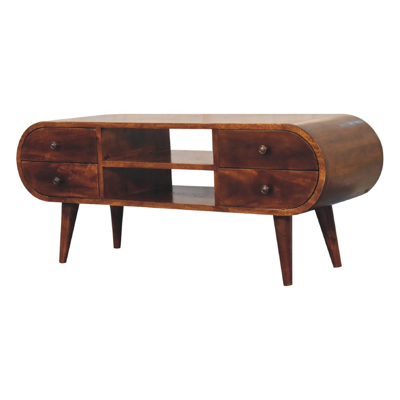 Circular Media Unit With 2 Open Slots Artisan Furniture