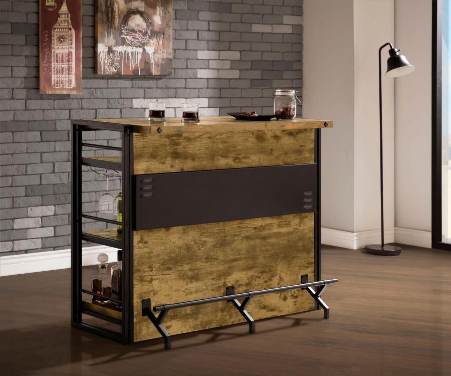 Renaldi - 3-Shelf Home Bar Wine Cabinet - Rustic Nutmeg CoasterEveryday