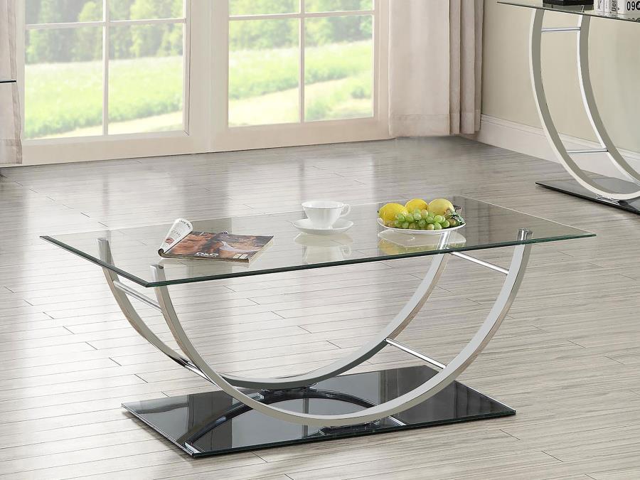 Danville - Rectangular U-Shaped Glass Top Table CoasterEssence