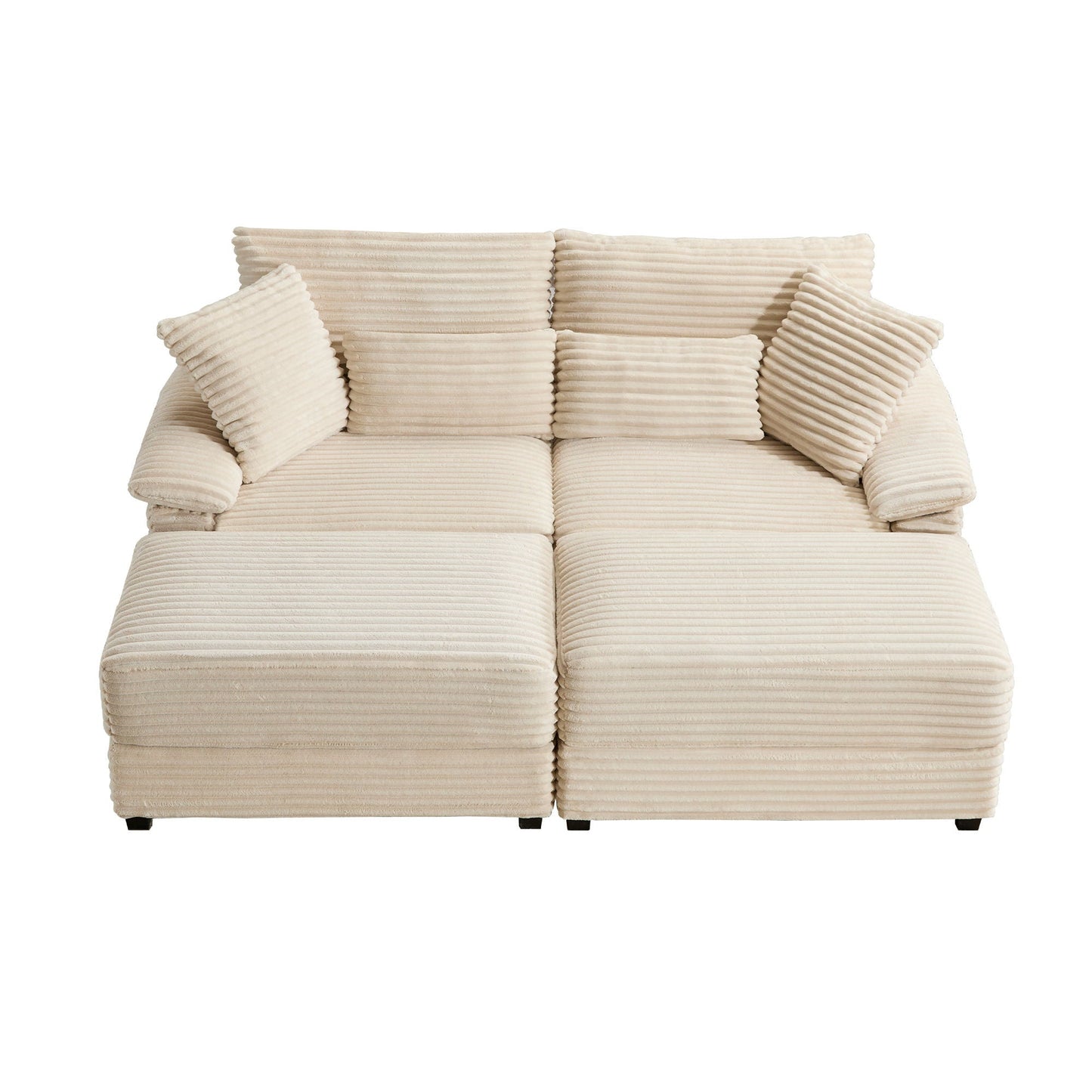 Double Chaise Lounge Set With Reversible Storage Ottomans, USB Port - Snoozhouse