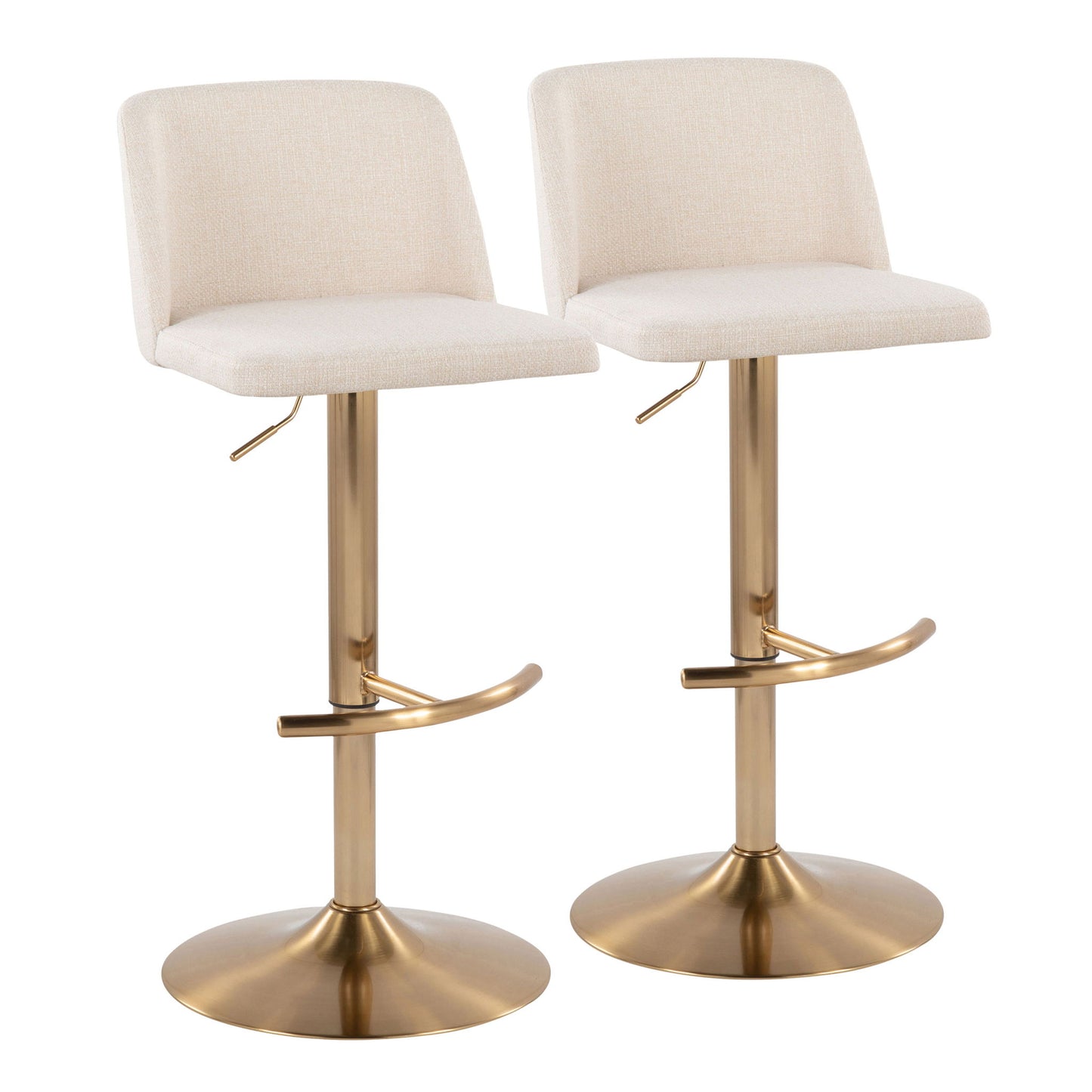 Toriano - Contemporary Adjustable Barstool With Swivel With Rounded T Footrest (Set of 2) Lumi Source