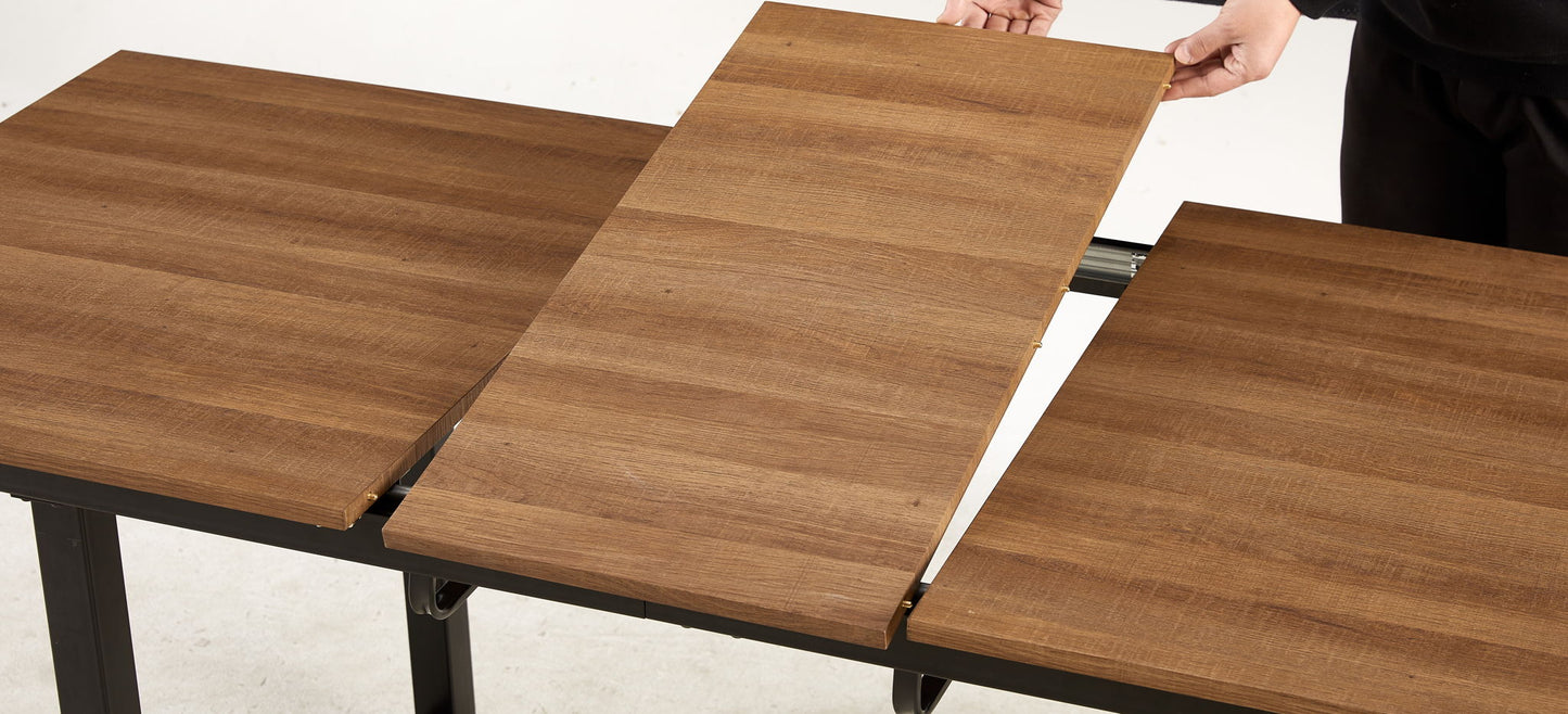 Square Extendable Dining Table With Metal Leg, Modern Space Saving Kitchen Table For Living Room Home Essentials