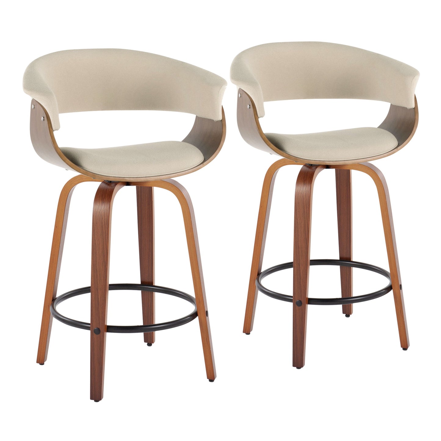 Vintage Mod - Mid Century Modern Fixed Height Counter Stool & Swivel With Round Footrest (Set of 2) Lumi Source