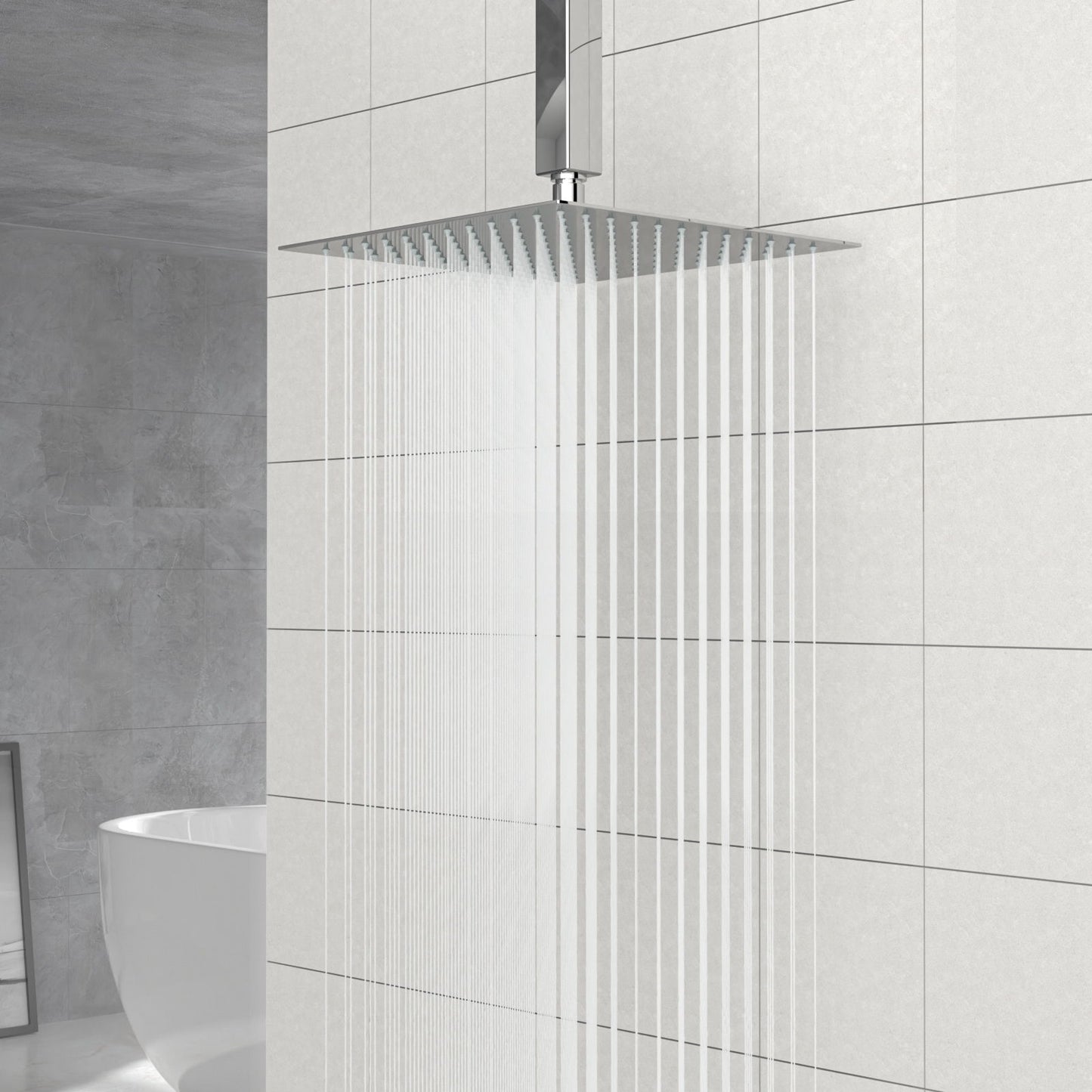 Modern 10" Square Rainfall Shower Head & Stainless Steel Wall Or Ceiling Mount Luxury Spa Shower Panel Daily Nest