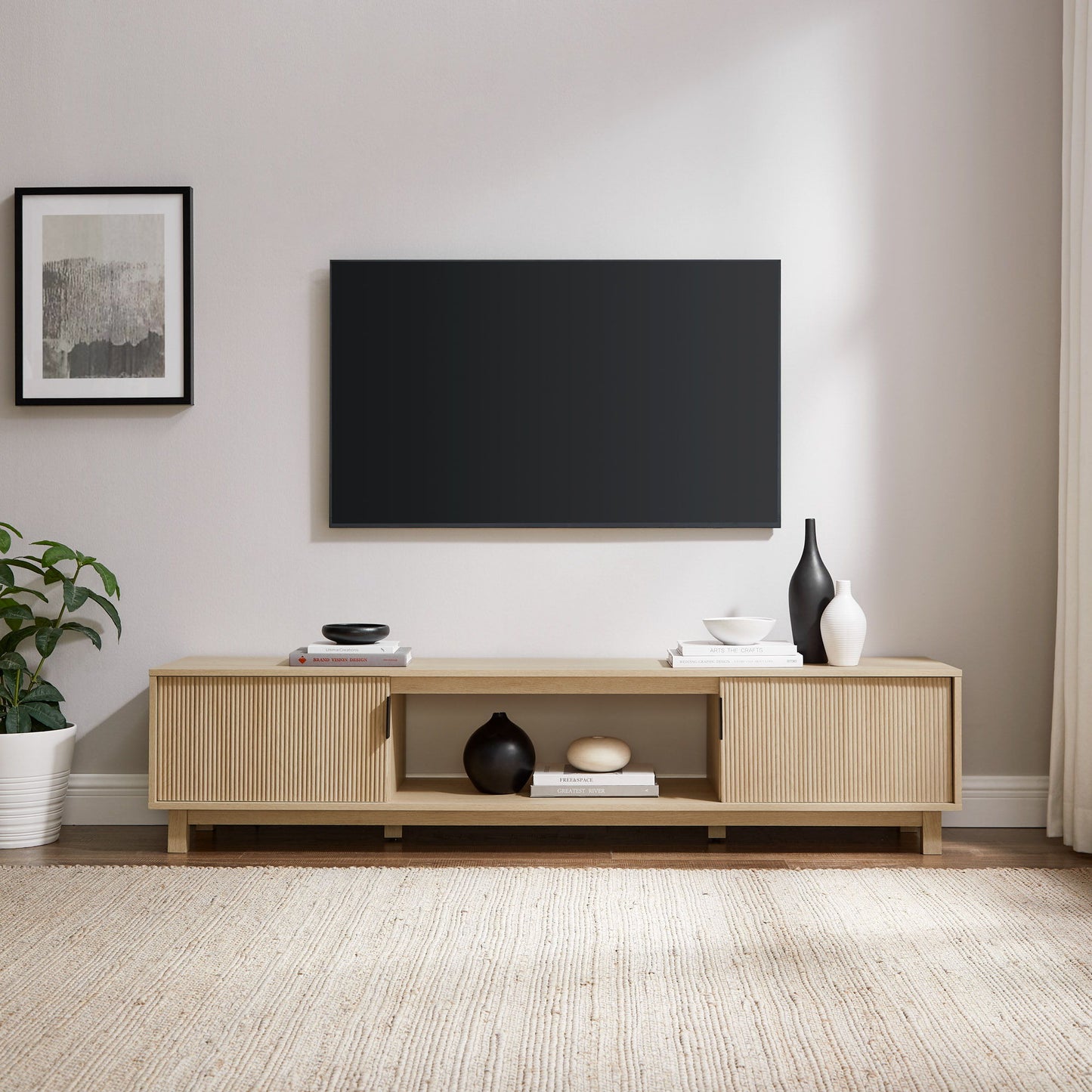 Modern Fluted Door Minimalist TV Stand Walker Edison