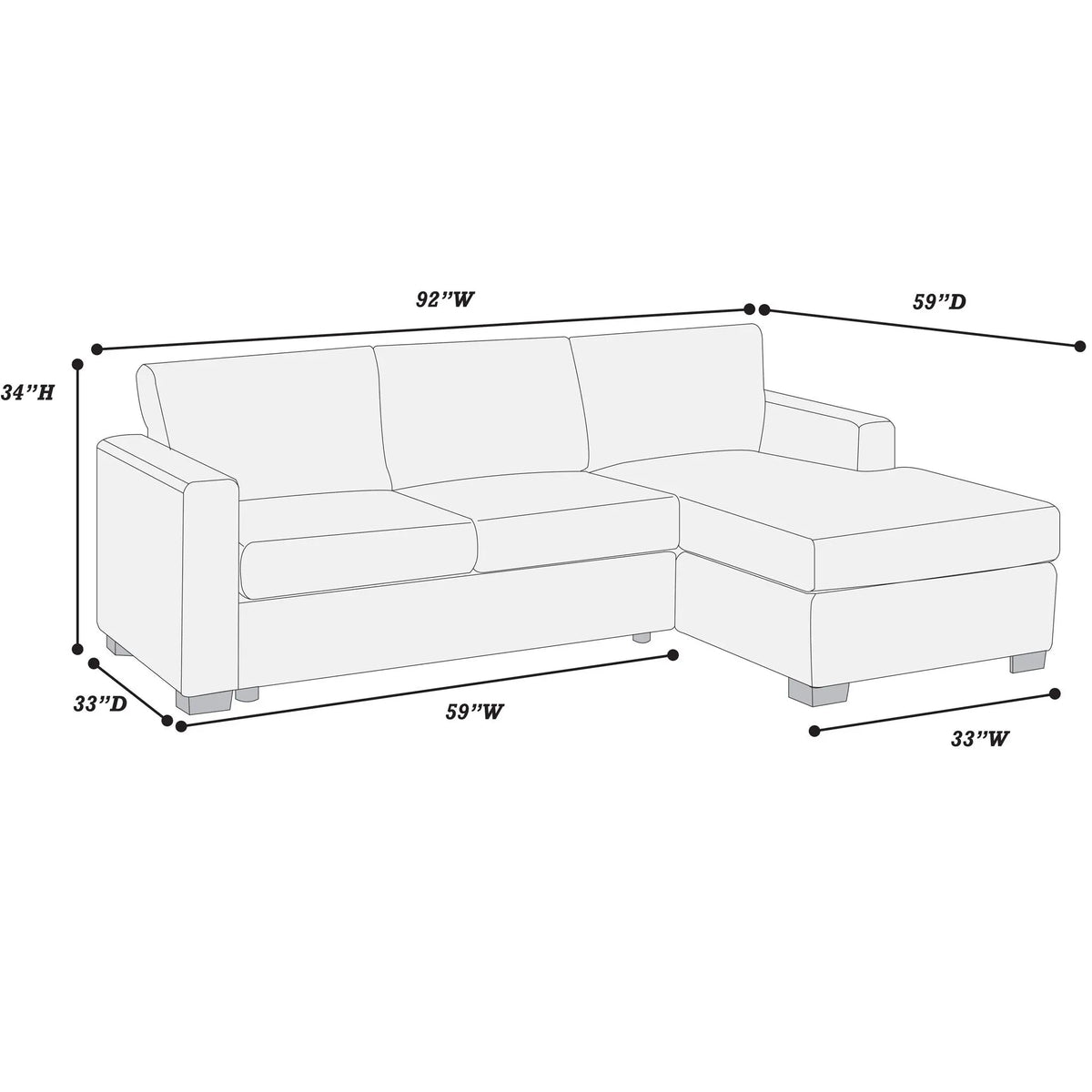 2 Piece Sectional Sofa With Right Arm Chaise And Left Arm Sofa - Dark Gray Home Essentials