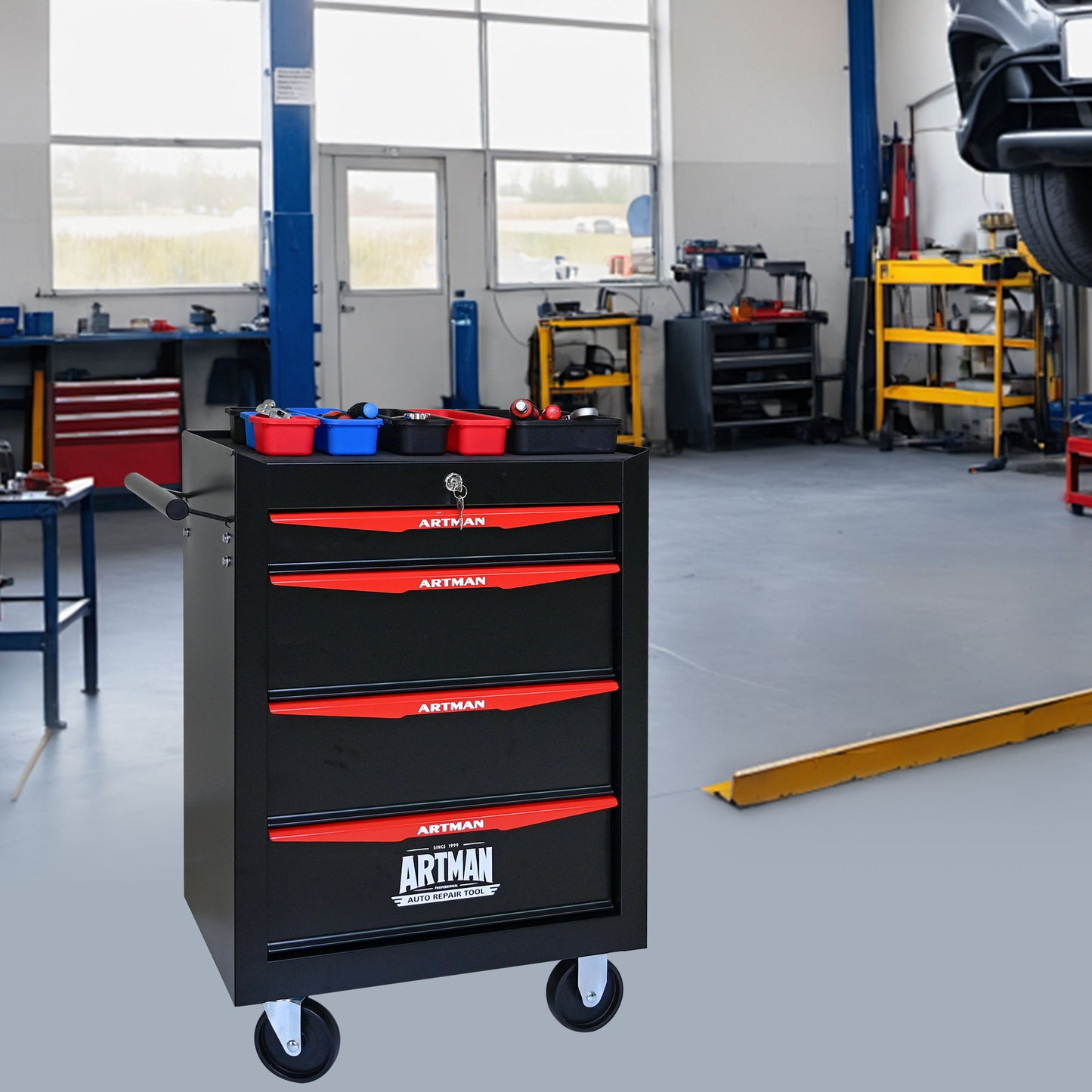 Rolling Metal Tool Chest With Drawers, Steel Storage Cabinet With Ball Bearing Slides Daily Nest