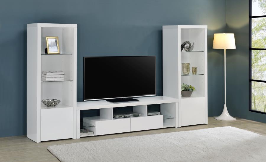 Jude - 3 Piece TV Entertainment Center - White High Gloss Coaster Fine Furniture