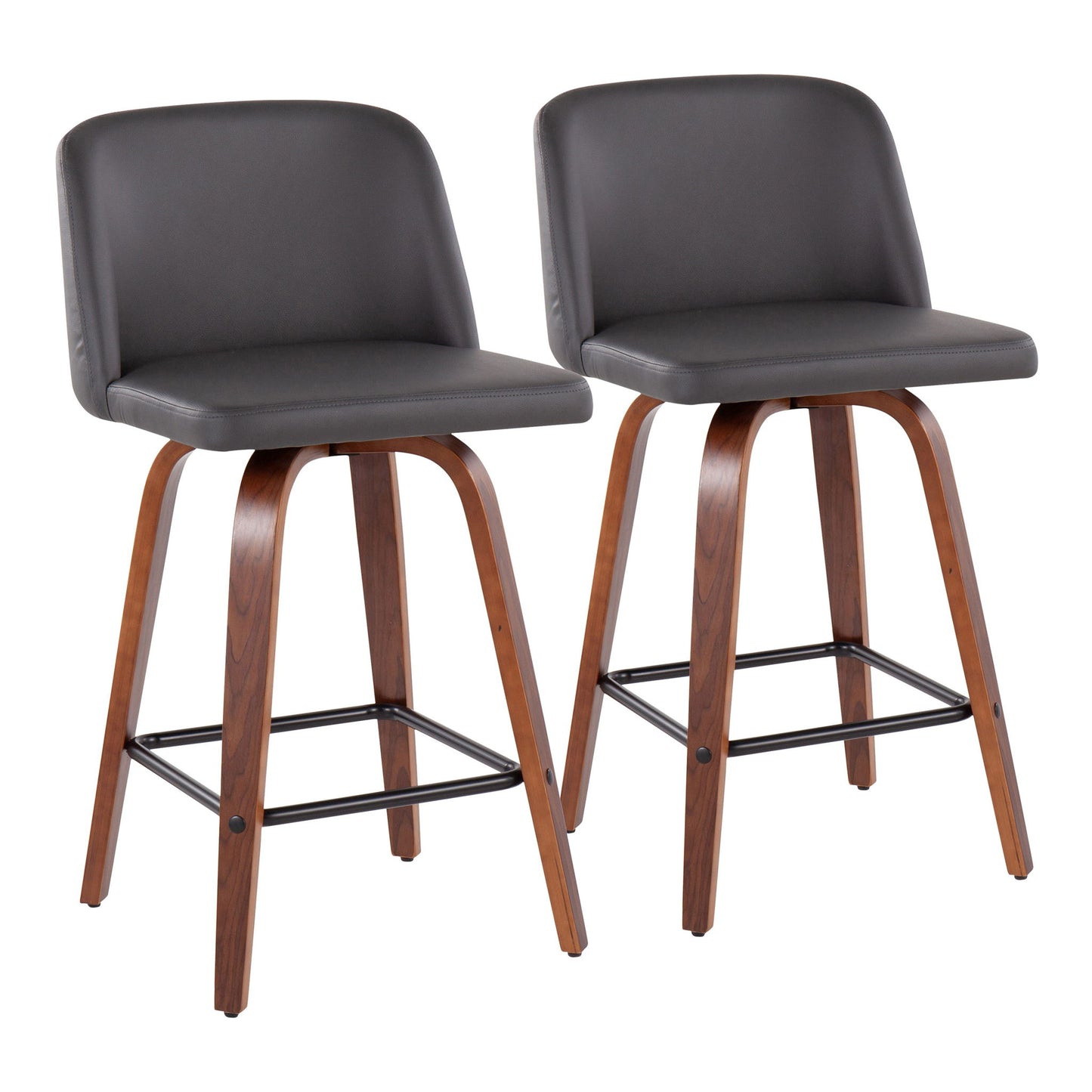 Toriano - Mid Century Modern Fixed Height Counter Stool & Square Footrest (Set of 2) Lumi Source