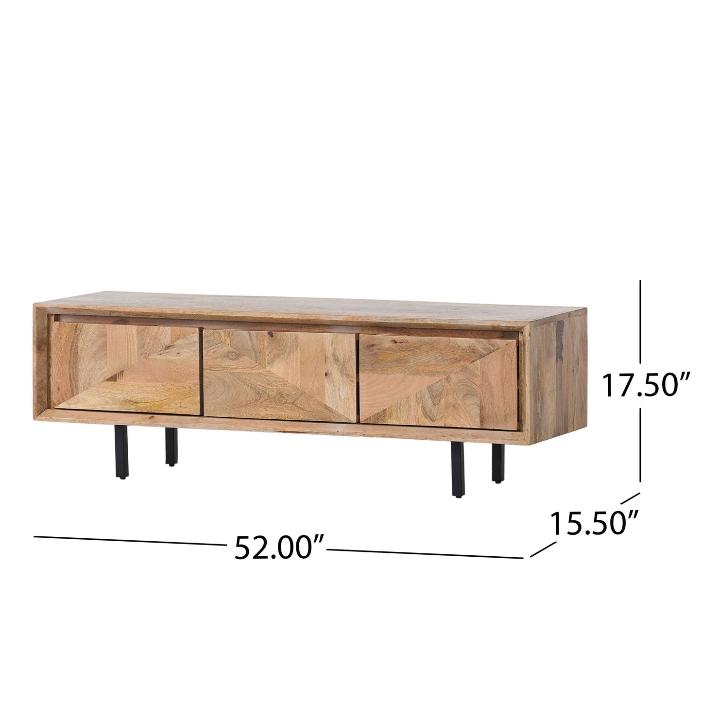 TV Stand With 3 Cabinets For TVs Up To 59" - Natural Noble House