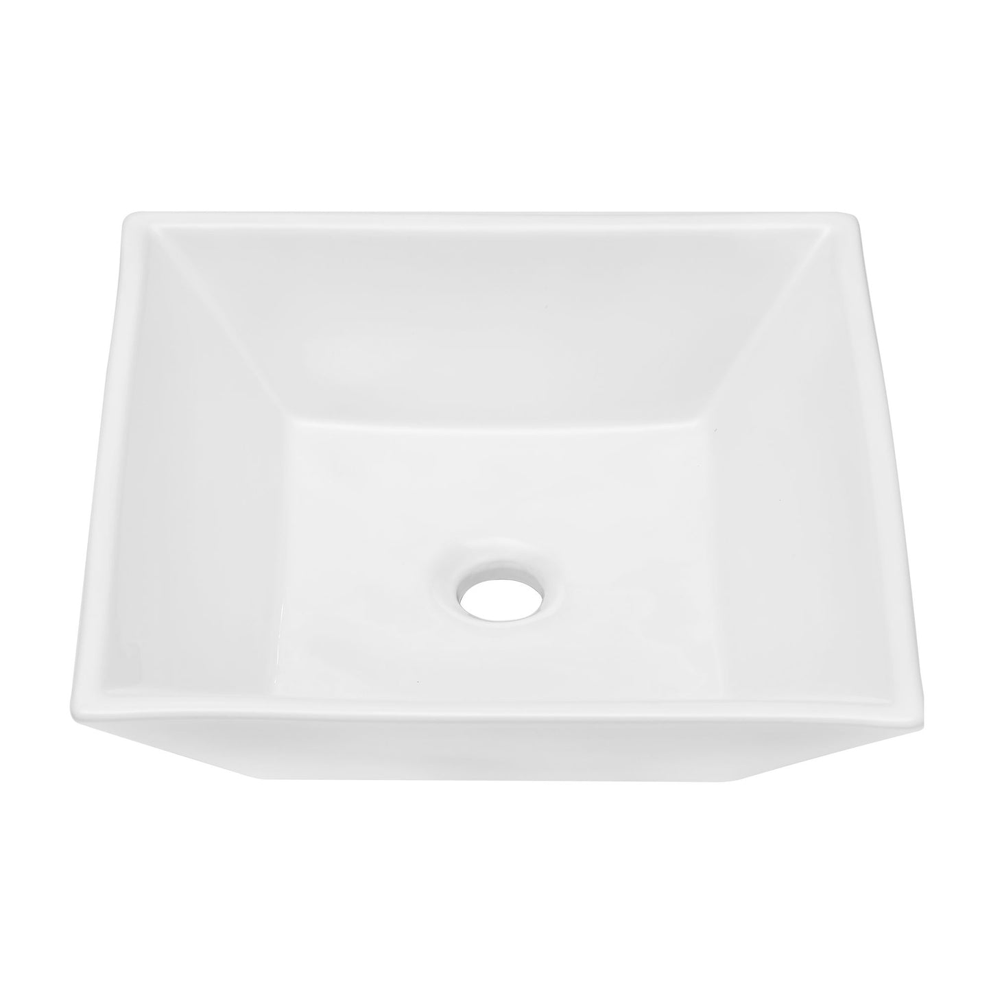 16" 6" Modern European Square Vessel Sink Glossy Porcelain Bathroom Vanity Top Above Counter Ceramic Basin - White Daily Nest