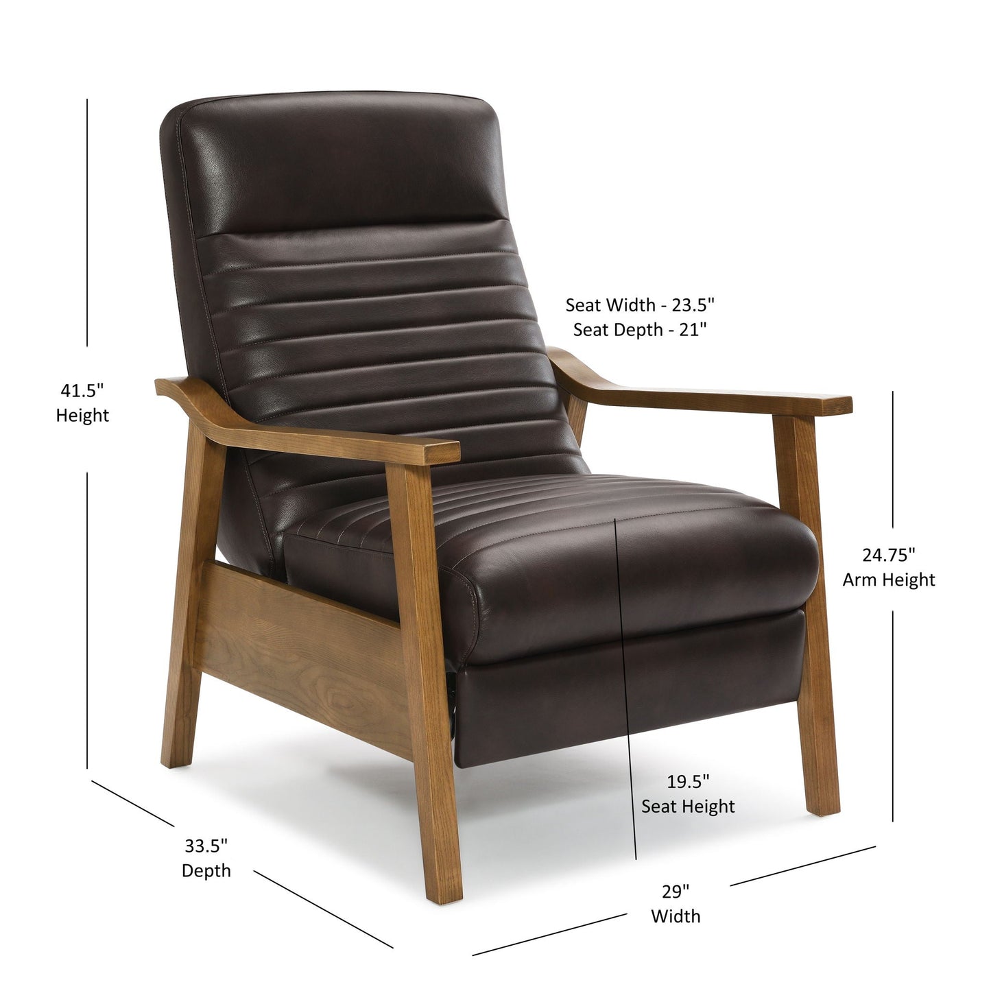 Asher - Modern Push Back Recliner With Wood Arms Home Essentials