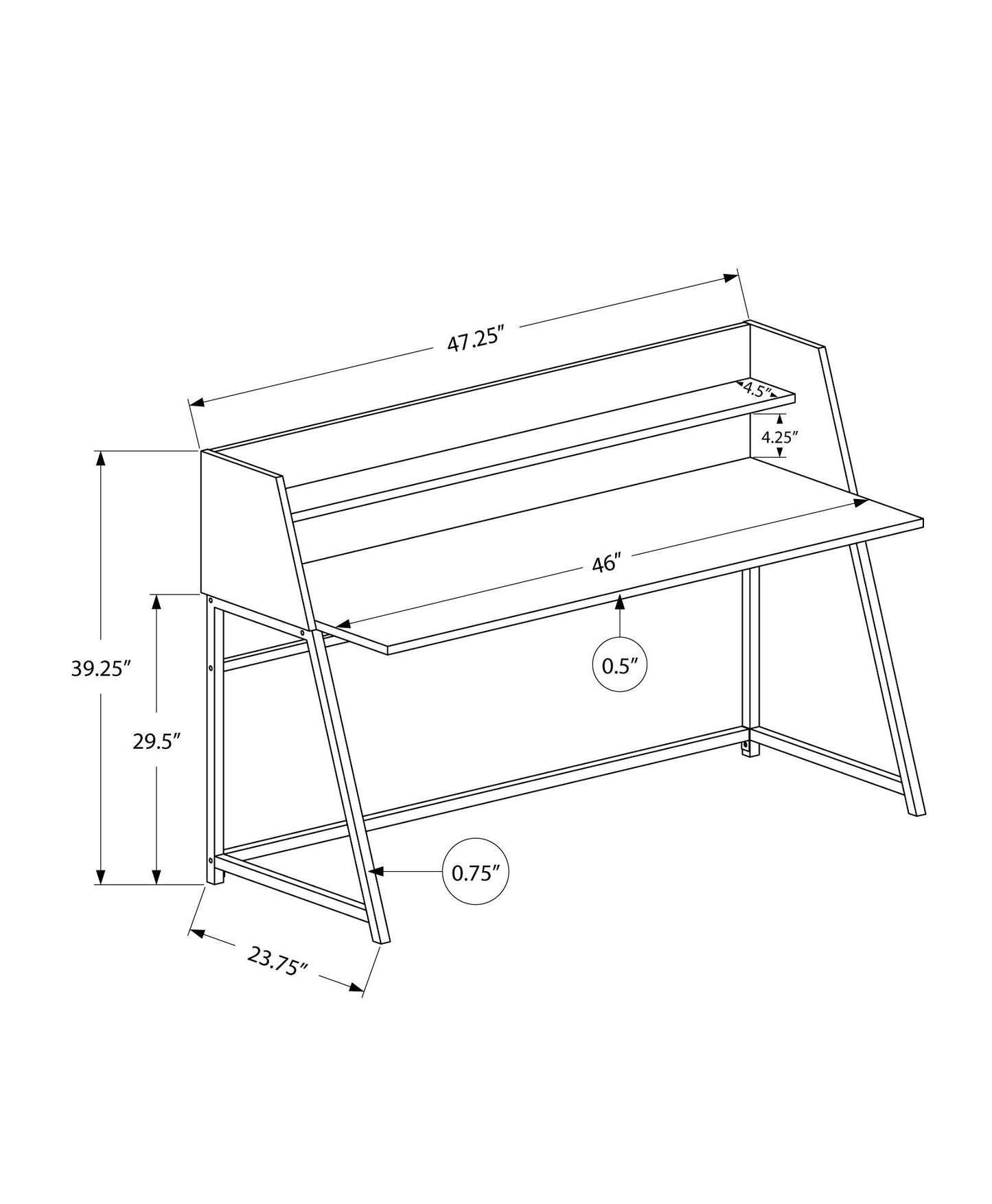 Computer Desk For Home Office Laptop, Storage Shelves, Contemporary & Modern 8th Street
