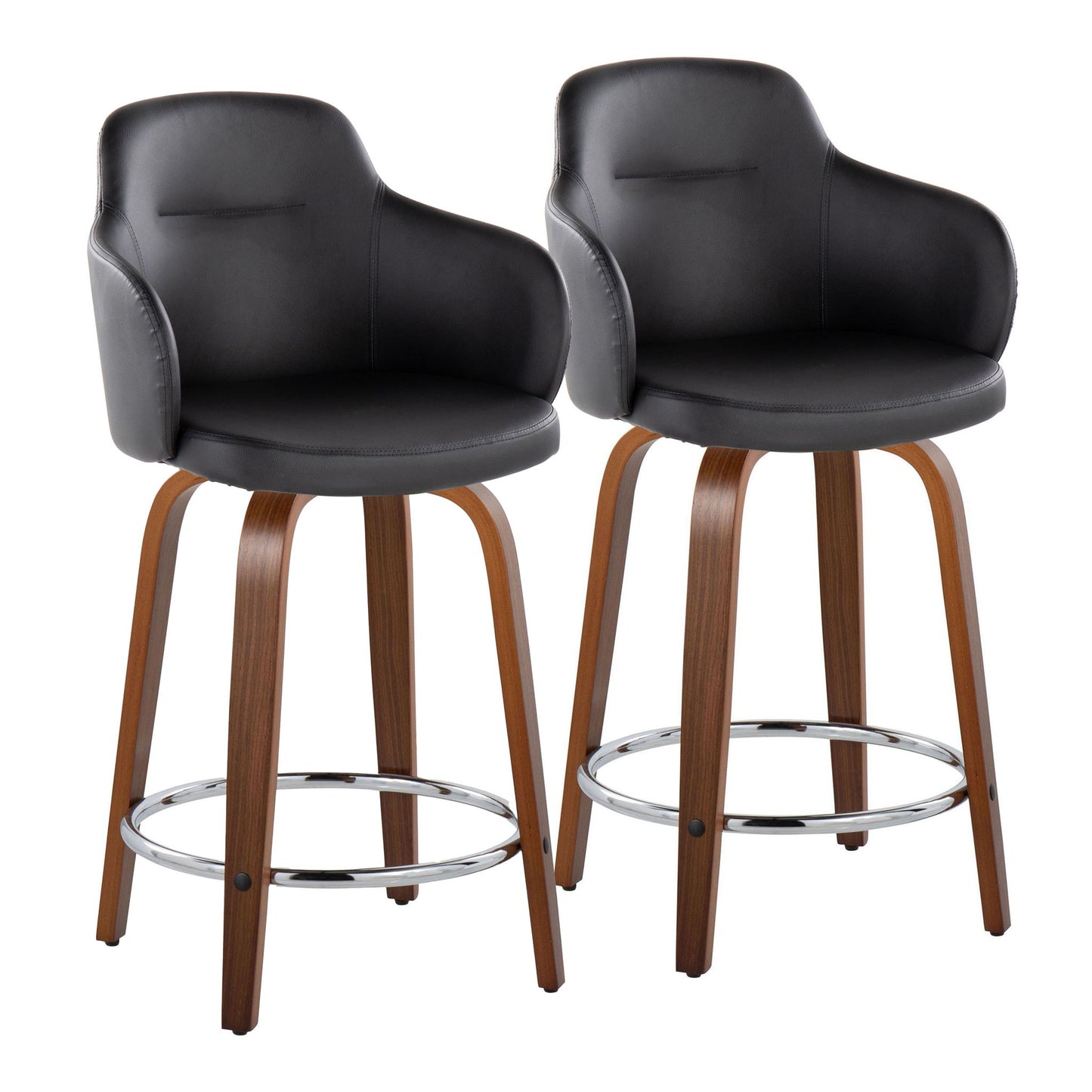 Boyne - Contemporary Fixed Height Counter Stool With Swivel With Round Footrest (Set of 2) Lumi Source